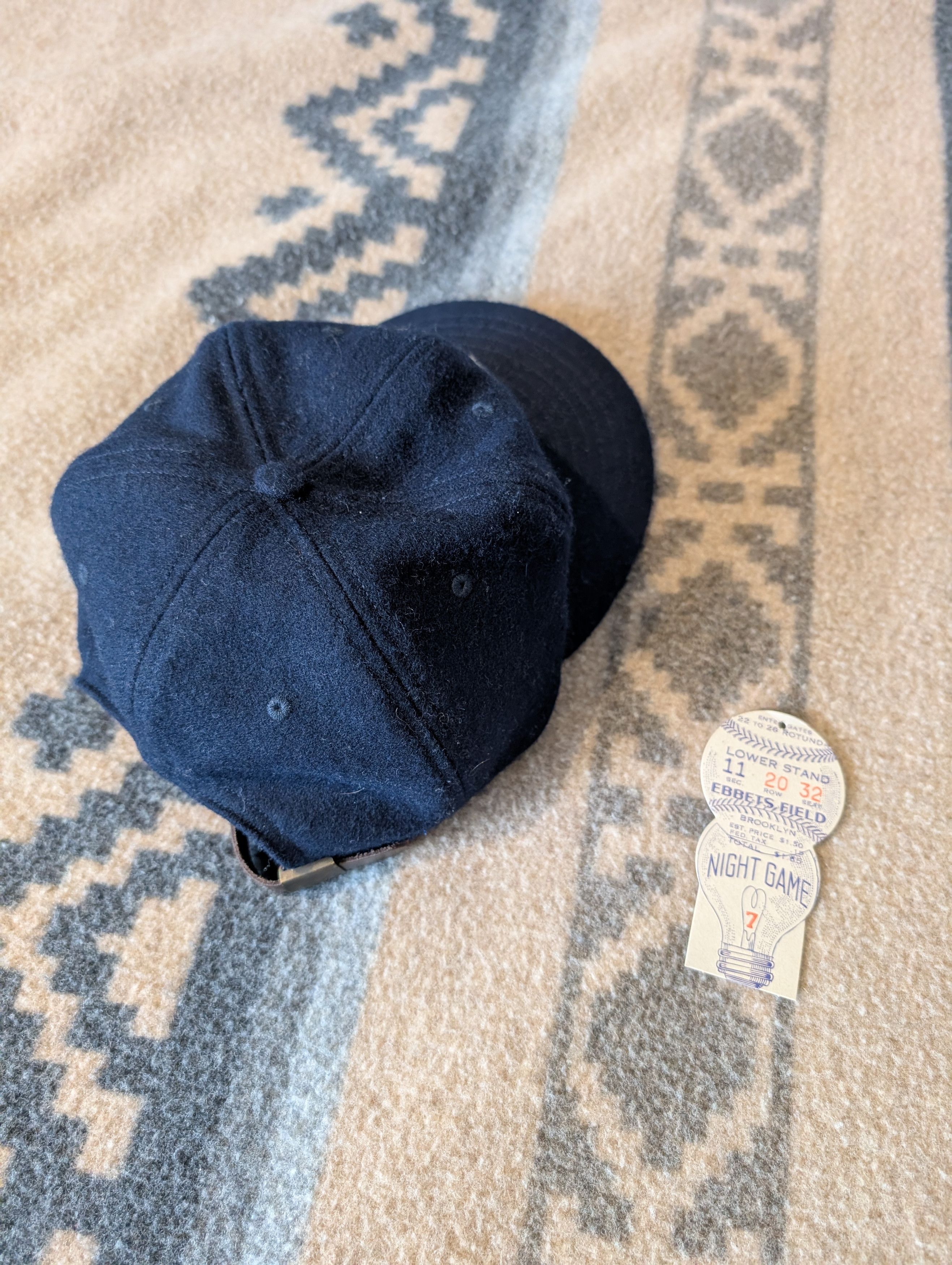 Ebbets Field Flannels Wool Strapback Cap UPenn Navy Blue USA Size ONE SIZE - 4 Thumbnail