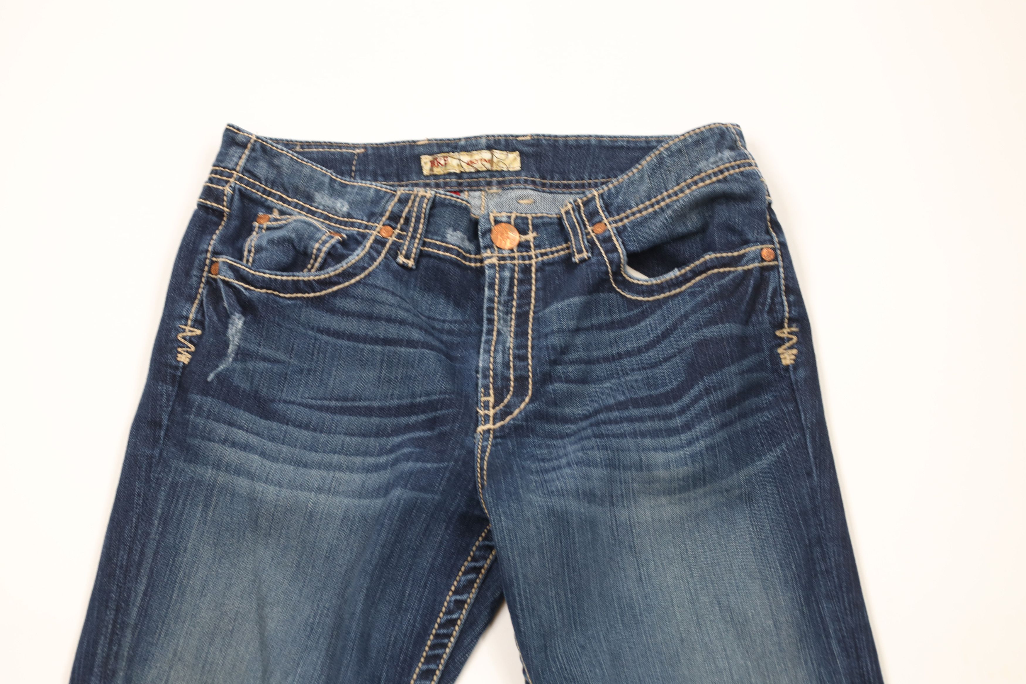 Vintage Buckle BKE Britni Stretch Flared Wide Leg Denim Jeans Blue Size 31" - 2 Thumbnail