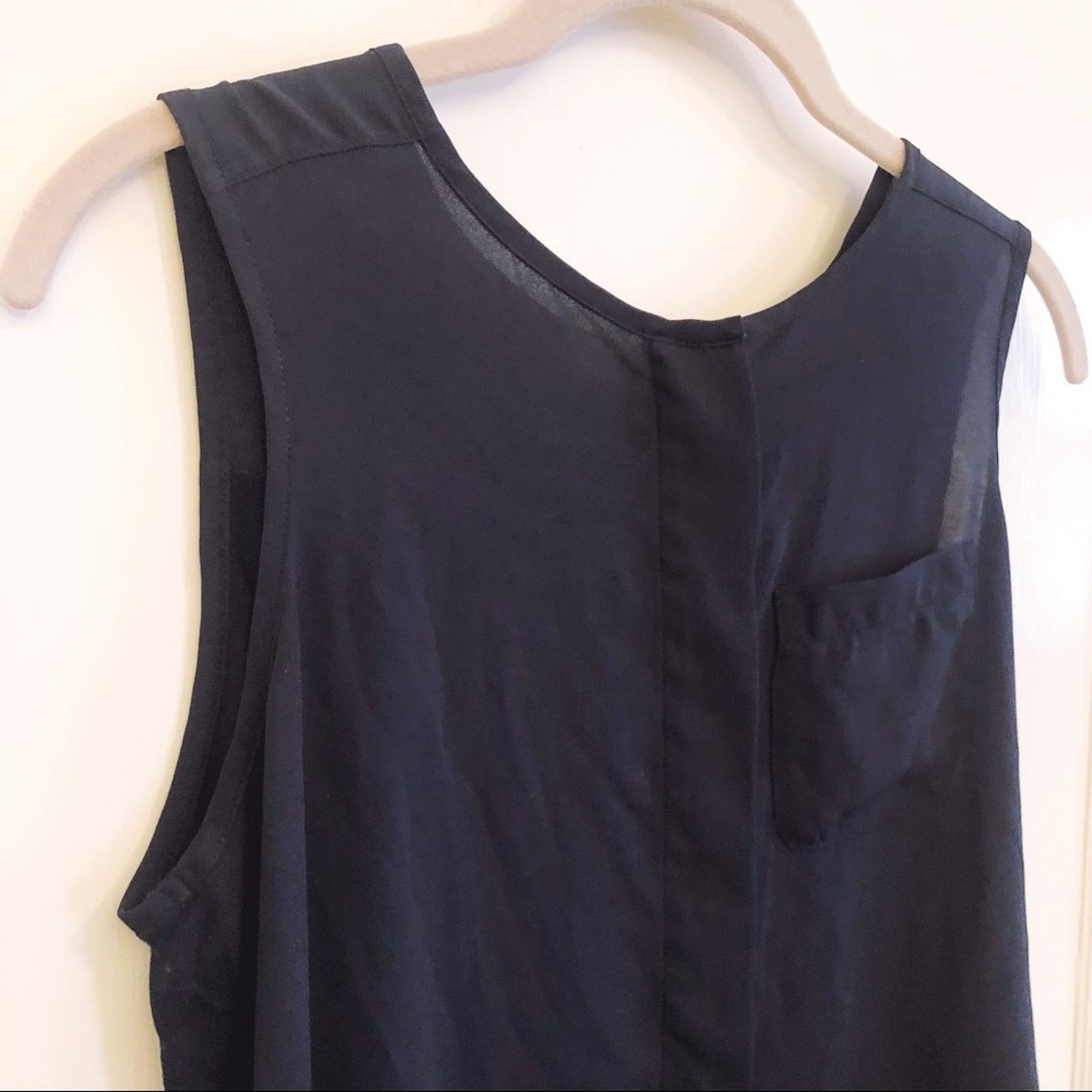 Loft LOFT Navy Mixed Media Sleeveless Top Size S / US 4 / IT 40 - 4 Thumbnail