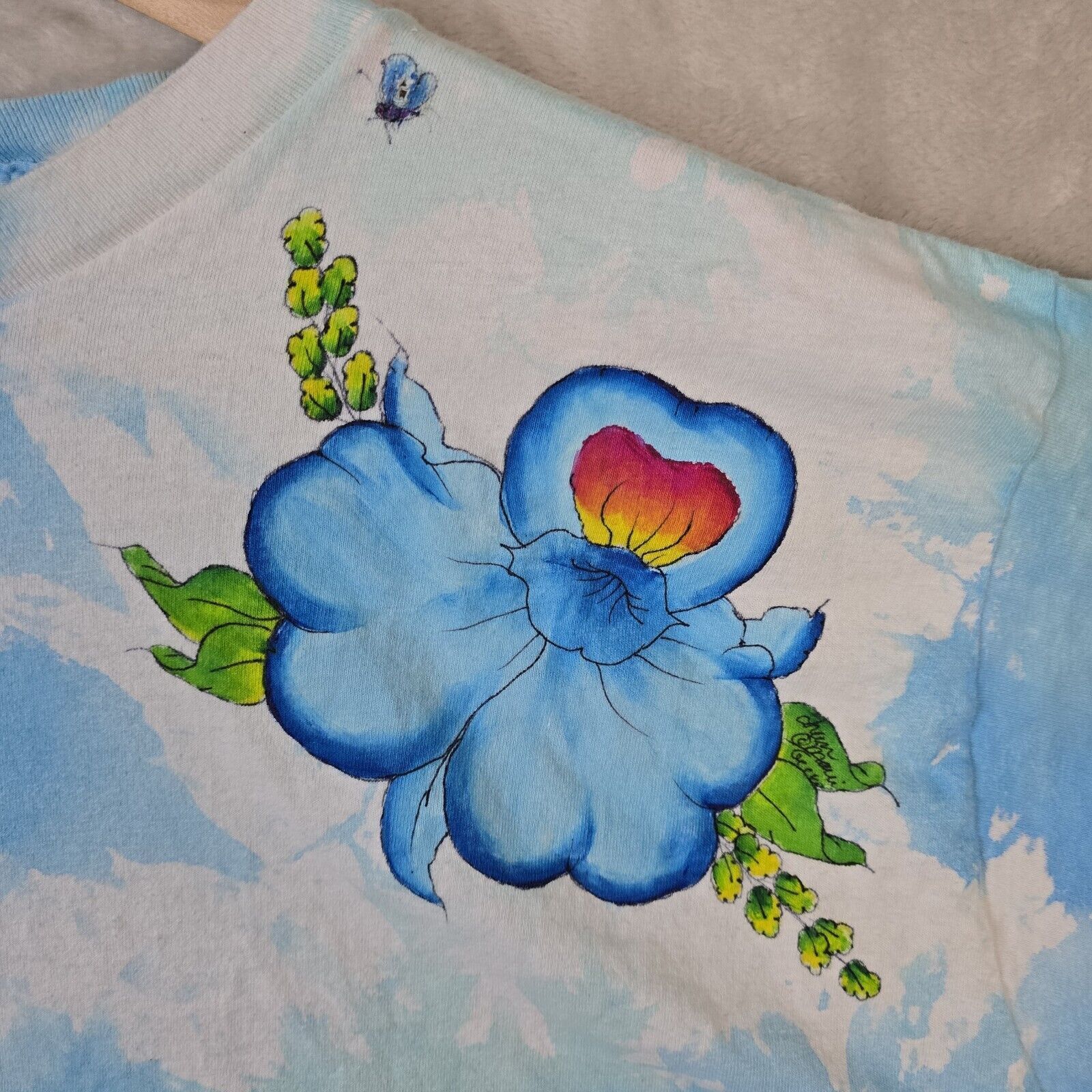 Anvil Vintage 80s Tie Dye Shirt Hibiscus Flower XL Single Stitch Size US XL / EU 56 / 4 - 4 Thumbnail