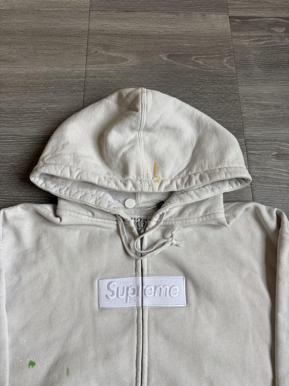 Maison Margiela × Supreme Supreme Maison Margiela Box Logo Zipup Hoodie White Size US M / EU 48-50 / 2 - 4 Thumbnail