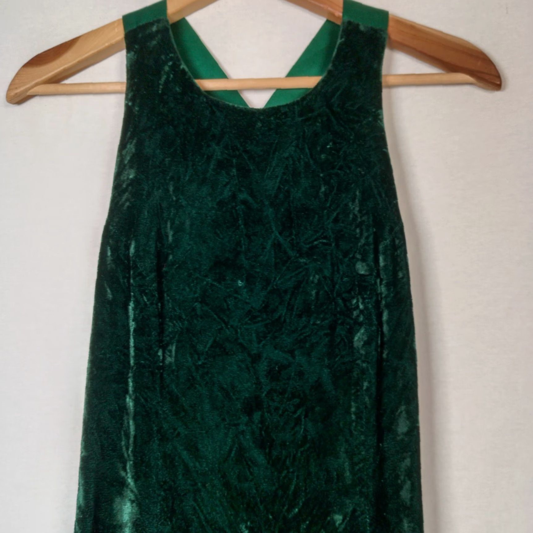 Vintage VINTAGE Donna Ricci Dress Women's Slip Dress Green Velvet Sleeveless Bow 1990s Petite Size 4 Long Size S / US 4 / IT 40 - 3 Thumbnail