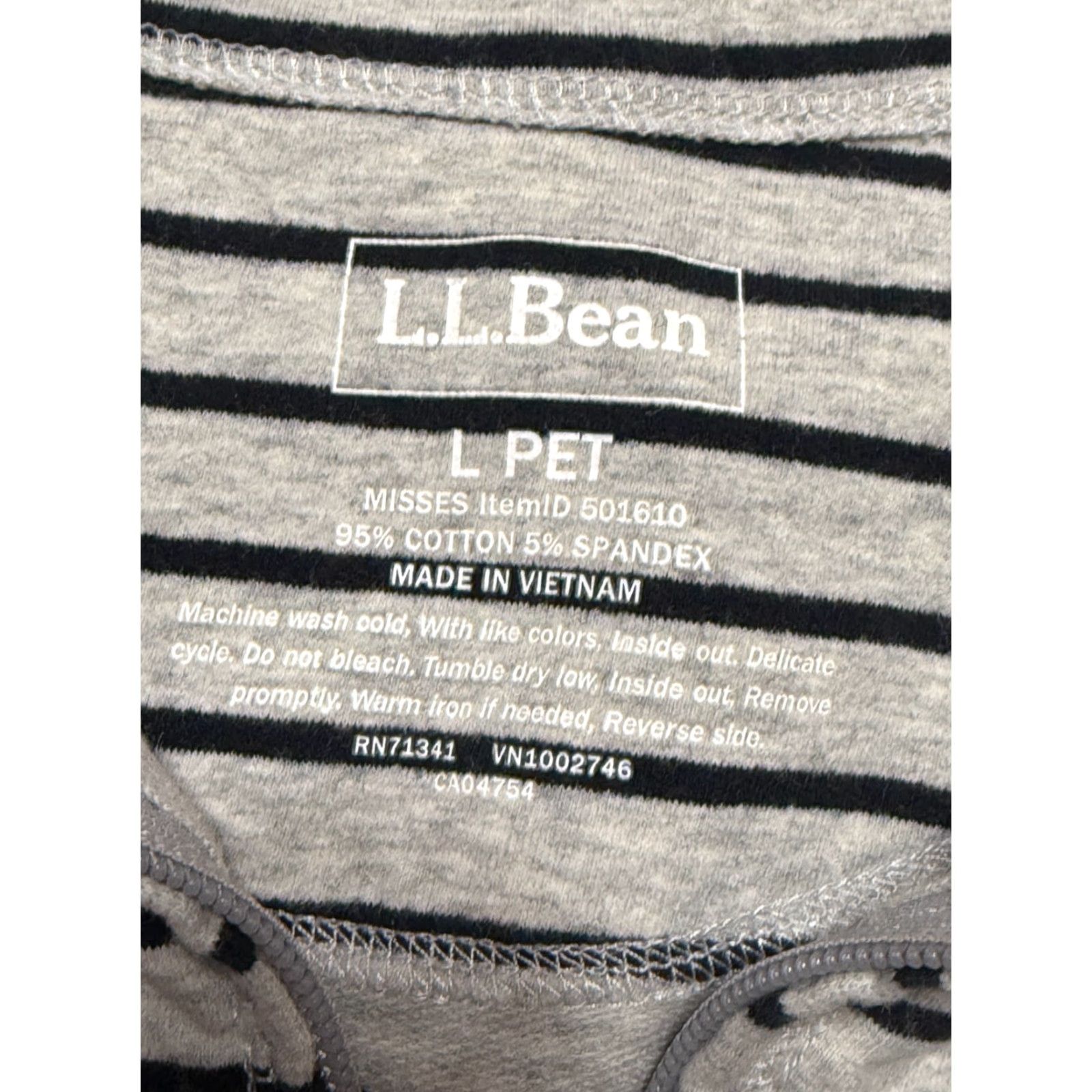 Vintage L.L. Bean Sweater Women's Size Large Petite Striped Gray Black Full Zip Womens Size L / US 10 / IT 46 - 5 Thumbnail