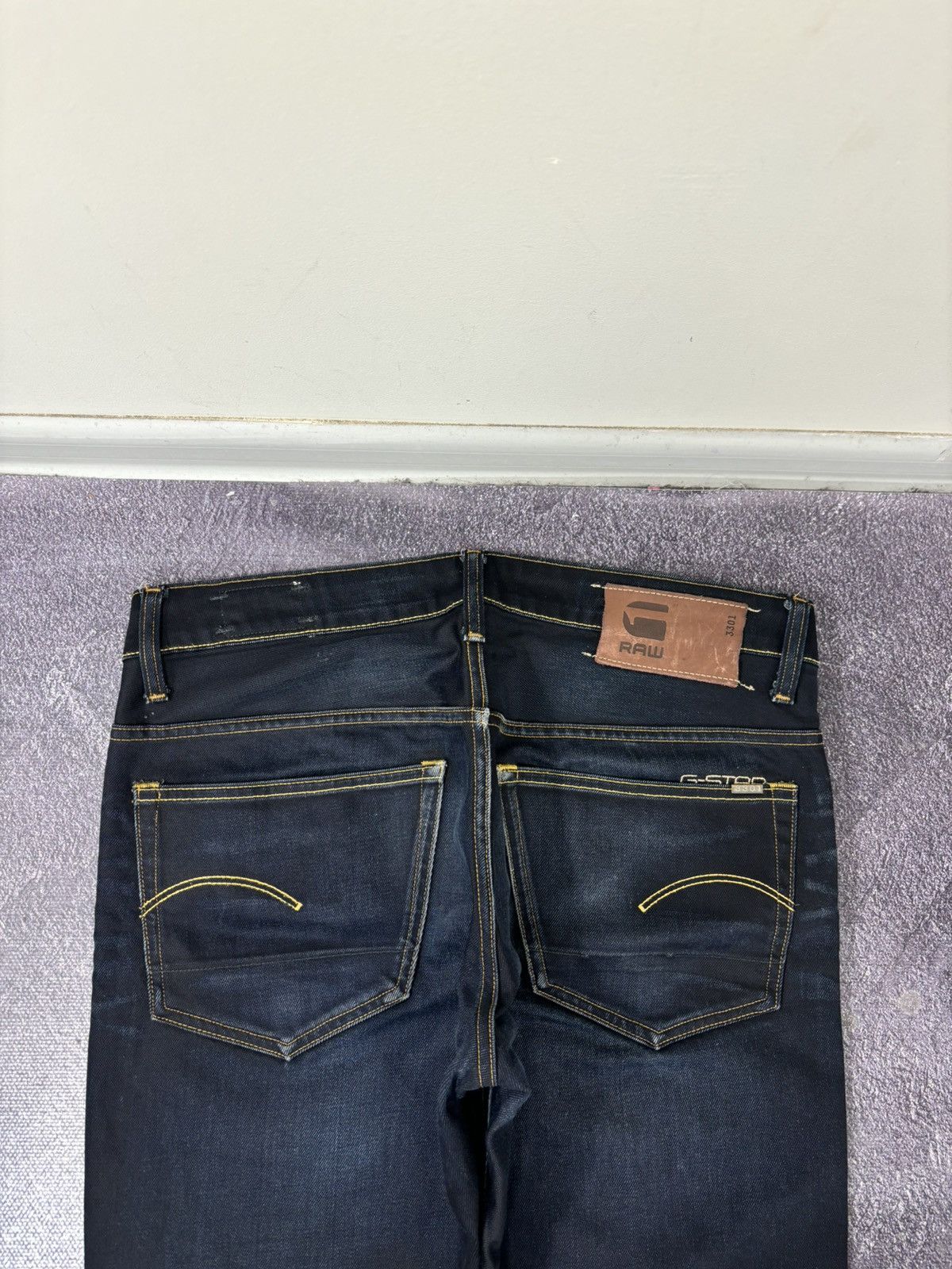 G-Star Vintage G-Star Raw Avant Garde Faded Navy Denim Biker Jeans Size US 33 - 5 Thumbnail