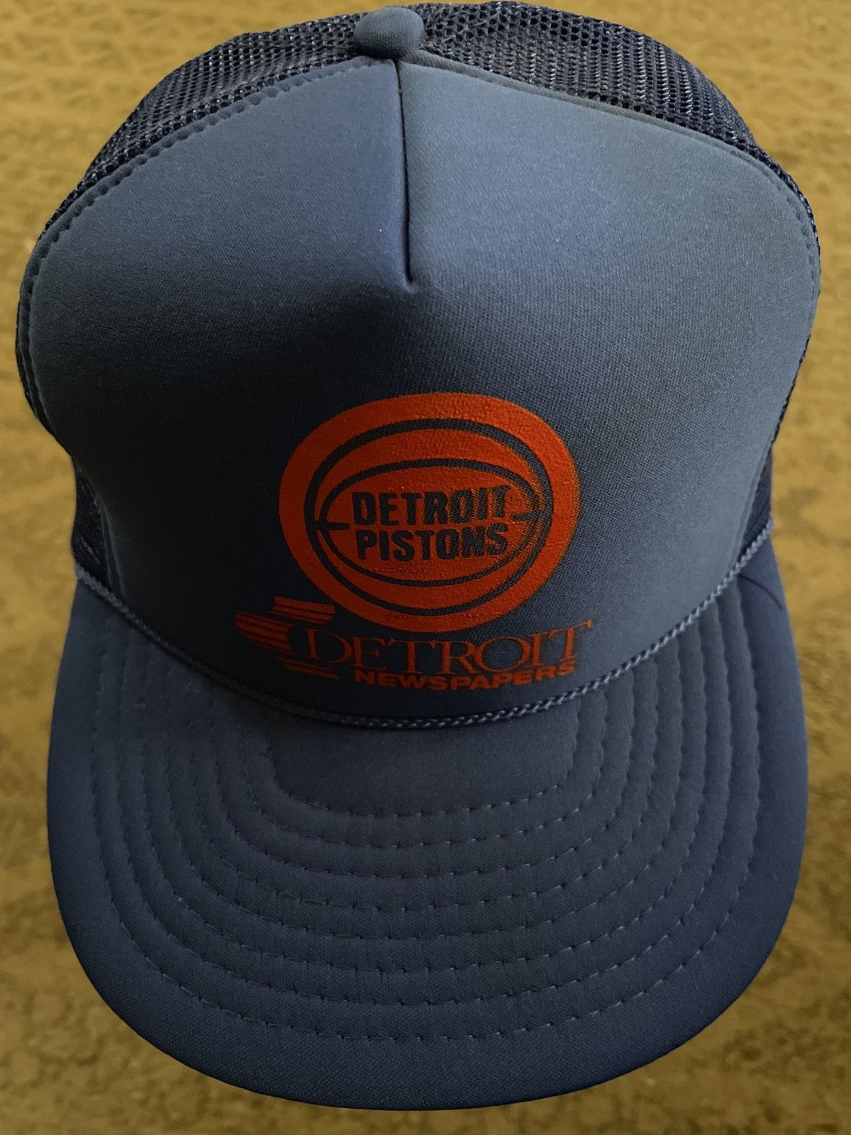 NBA × Nissan Vintage 90s Detroit Pistons Trucker Hat SnapBack Newspapers Size ONE SIZE - 1 Thumbnail