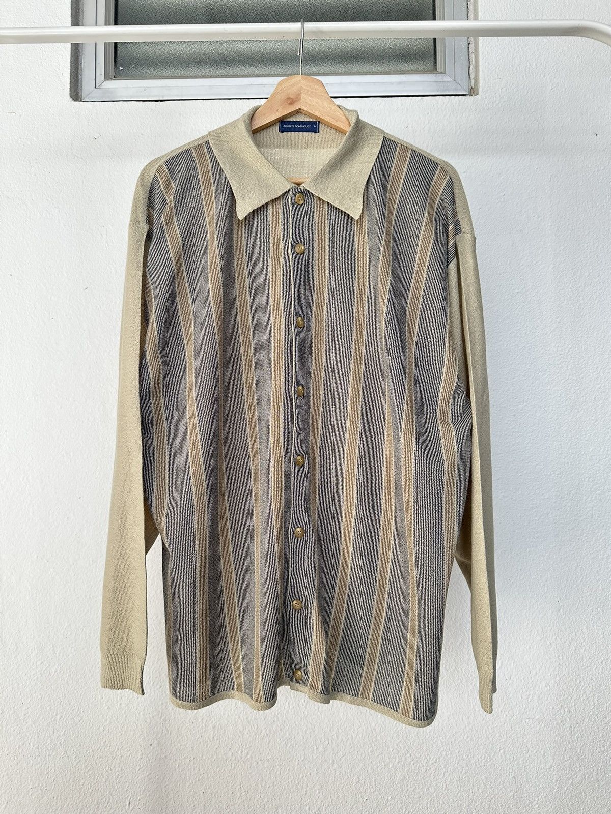 Adolfo Dominguez 90's Adolfo Dominguez knitted striped button up Size US XL / EU 56 / 4 - 5 Thumbnail