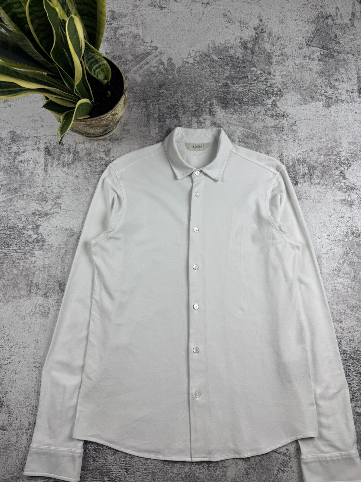 Z Zegna Vintage Z Zegna White Luxury Medium Classic Longsleeve Luxury Button Blank Shirt Size US M / EU 48-50 / 2 - 4 Thumbnail
