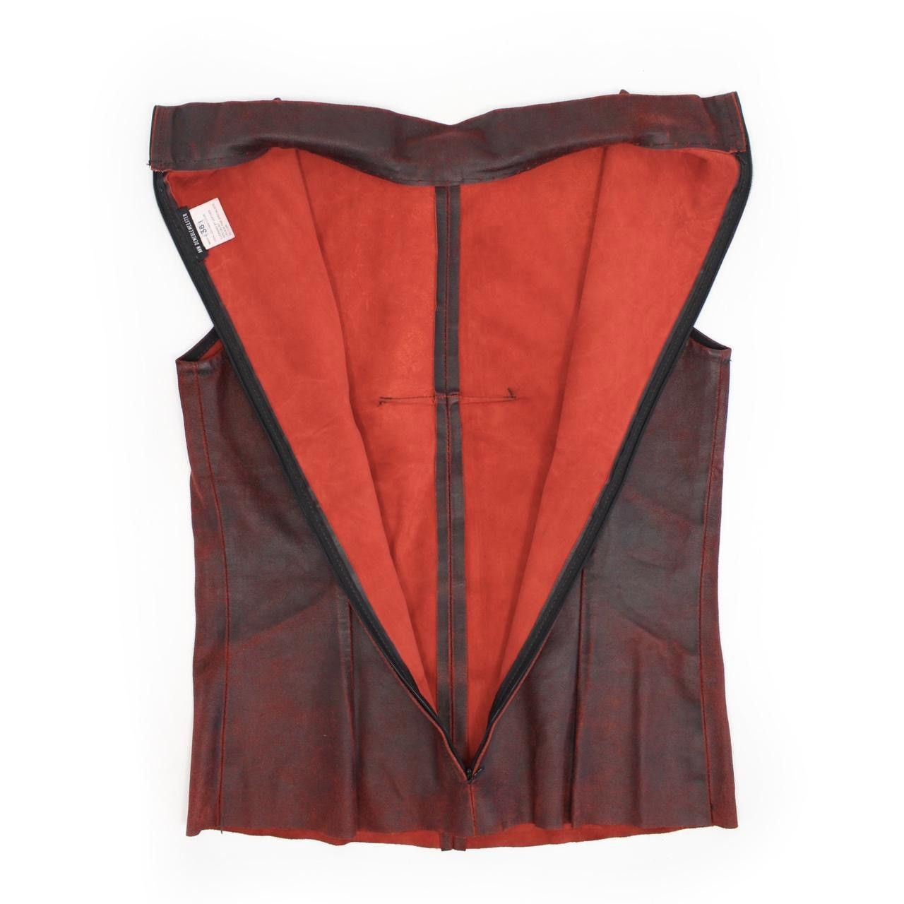 Ann Demeulemeester ANN DEMEULEMEESTER RED PAINTED LEATHER TOP Size S / US 4 / IT 40 - 3 Thumbnail