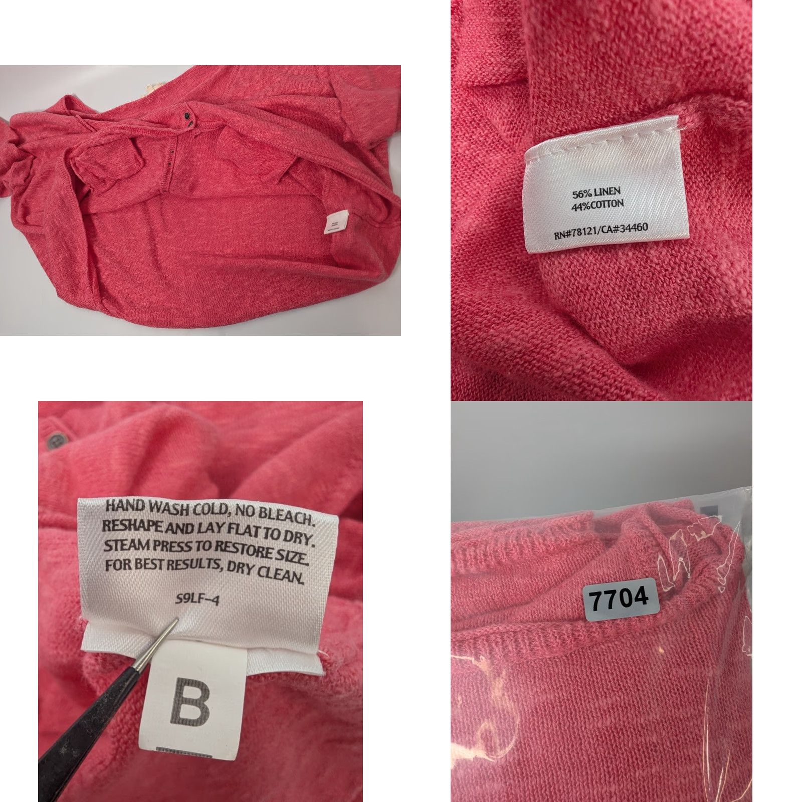 Eileen Fisher Eileen Fisher Cardigan V-Neck Jacket Womens 1X Pink Linen Cotton Cozy Classic Knit Pockets Dolman Sleeve Button Contemporary Casual Size XL / US 12-14 / IT 48-50 - 8 Thumbnail