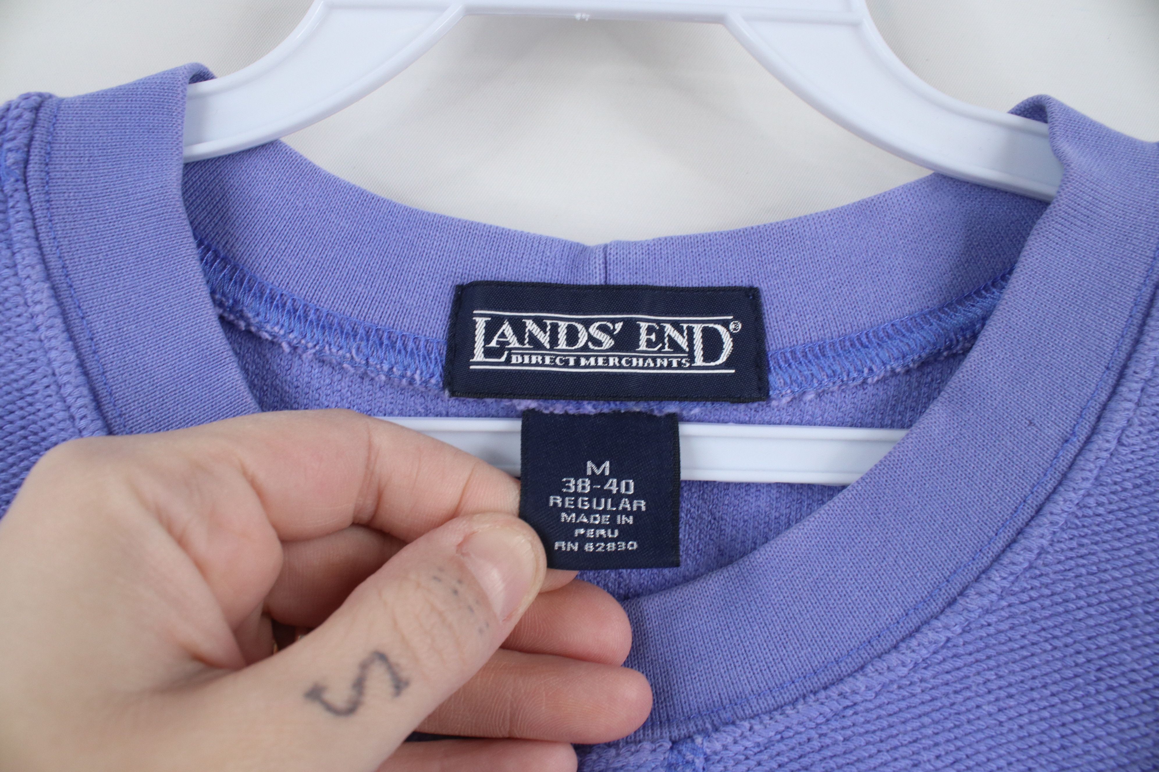Lands' End × Vintage Vintage 90s Lands End Blank Tight Weave Knit Sweater Blue Size US M / EU 48-50 / 2 - 4 Thumbnail