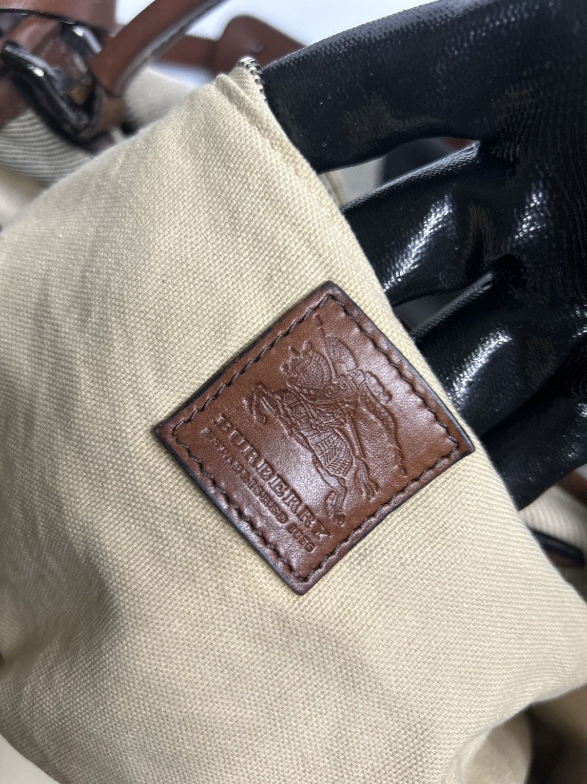 Burberry Burberry Mega Check Canvas Dark Leather Lowry Size ONE SIZE - 9 Thumbnail