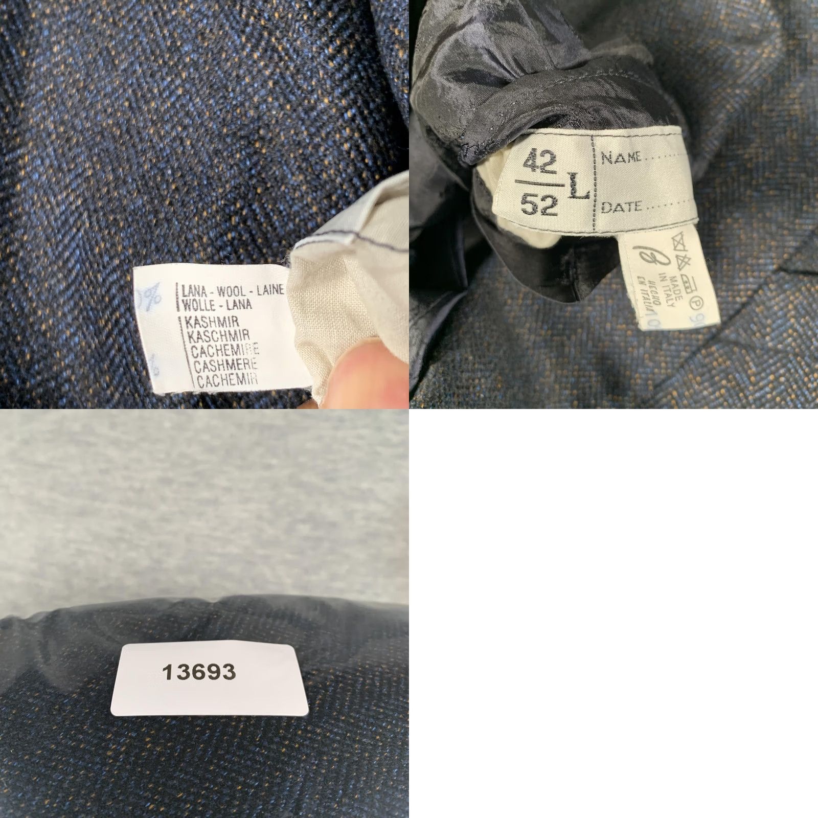 Brioni Brioni Sport Coat Mens 42 Herringbone Wool Cashmere Double-Breasted Italy Tweed Six-Button Peak Lapel Business Formal Wedding Blazer Jacket Size 42R - 10 Thumbnail