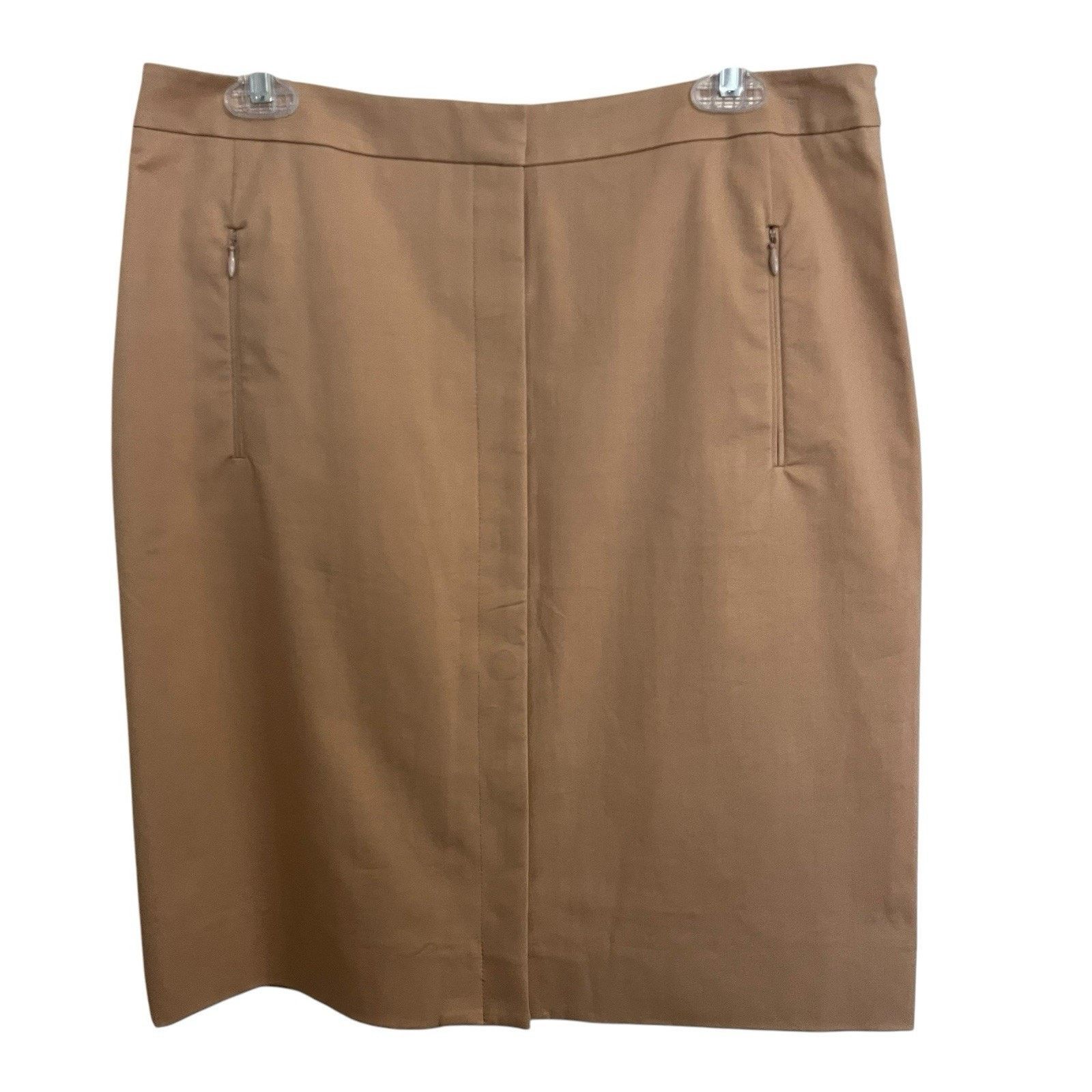 Akris × Designer Akris | Punto Tan Pencil Skirt Zipper Pockets 10 above Knee Size 32" / US 10 / IT 46 - 2 Thumbnail