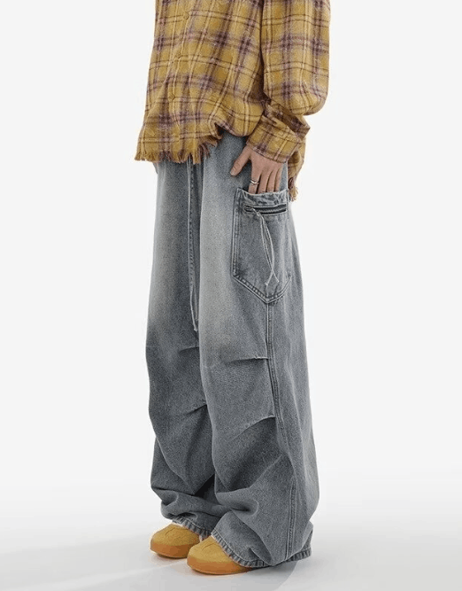 Japanese Brand × Jean Vintage pocket loose straight washed wide-leg cargo jeans Size US 32 / EU 48 - 4 Thumbnail