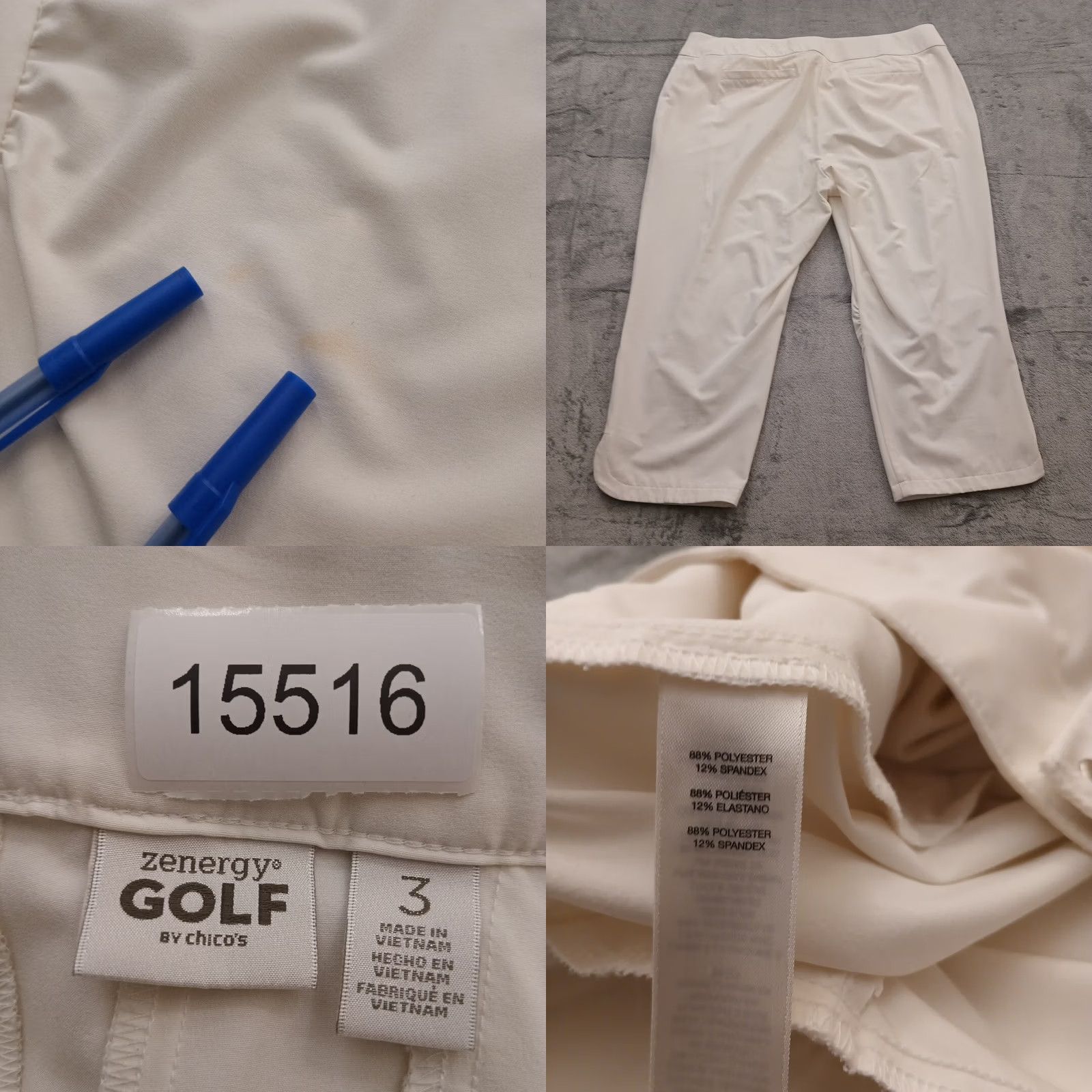 Vintage Chicos Zenyrgy Golf Pants Womens Size 3 Ivory Capri High Rise Size 26" / US 2 / IT 38 - 8 Thumbnail