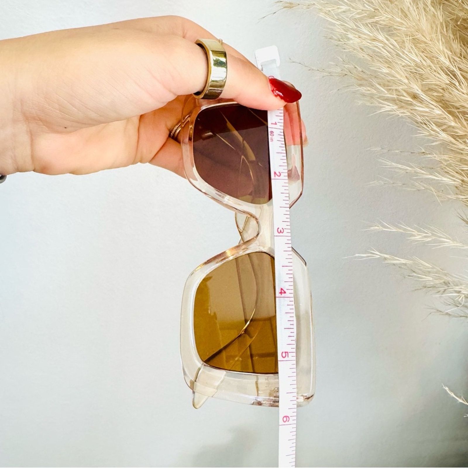 Nordstrom NEW NORDSTROM Clear Brown $78 Oversized Plastic Sunglasses Size ONE SIZE - 14 Thumbnail