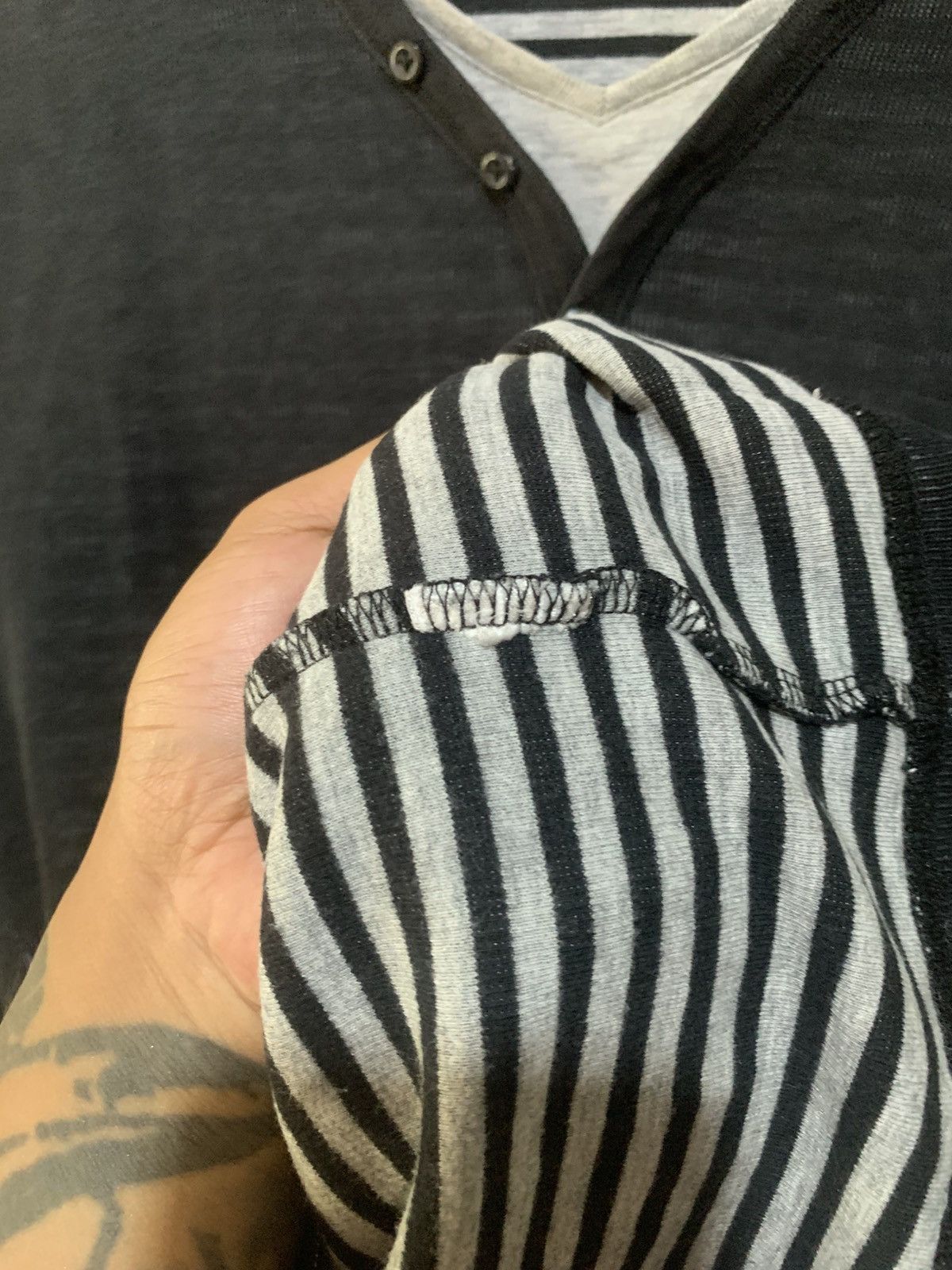 Japanese Brand Japanese Double Layer Stripe Kansai Yamamoto Long Sleeve Tee Size US L / EU 52-54 / 3 - 8 Thumbnail