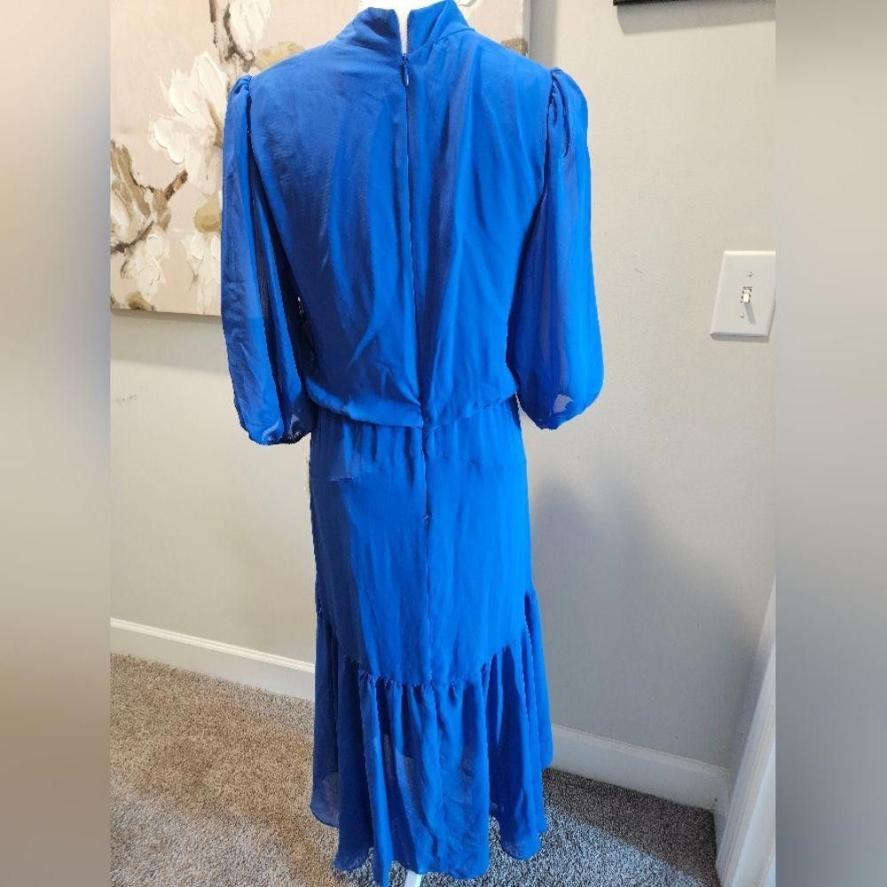 Designer Nwt Taylor Women's Blue Hi low Dress with Gathered Skirt Size M / US 6-8 / IT 42-44 - 5 Thumbnail