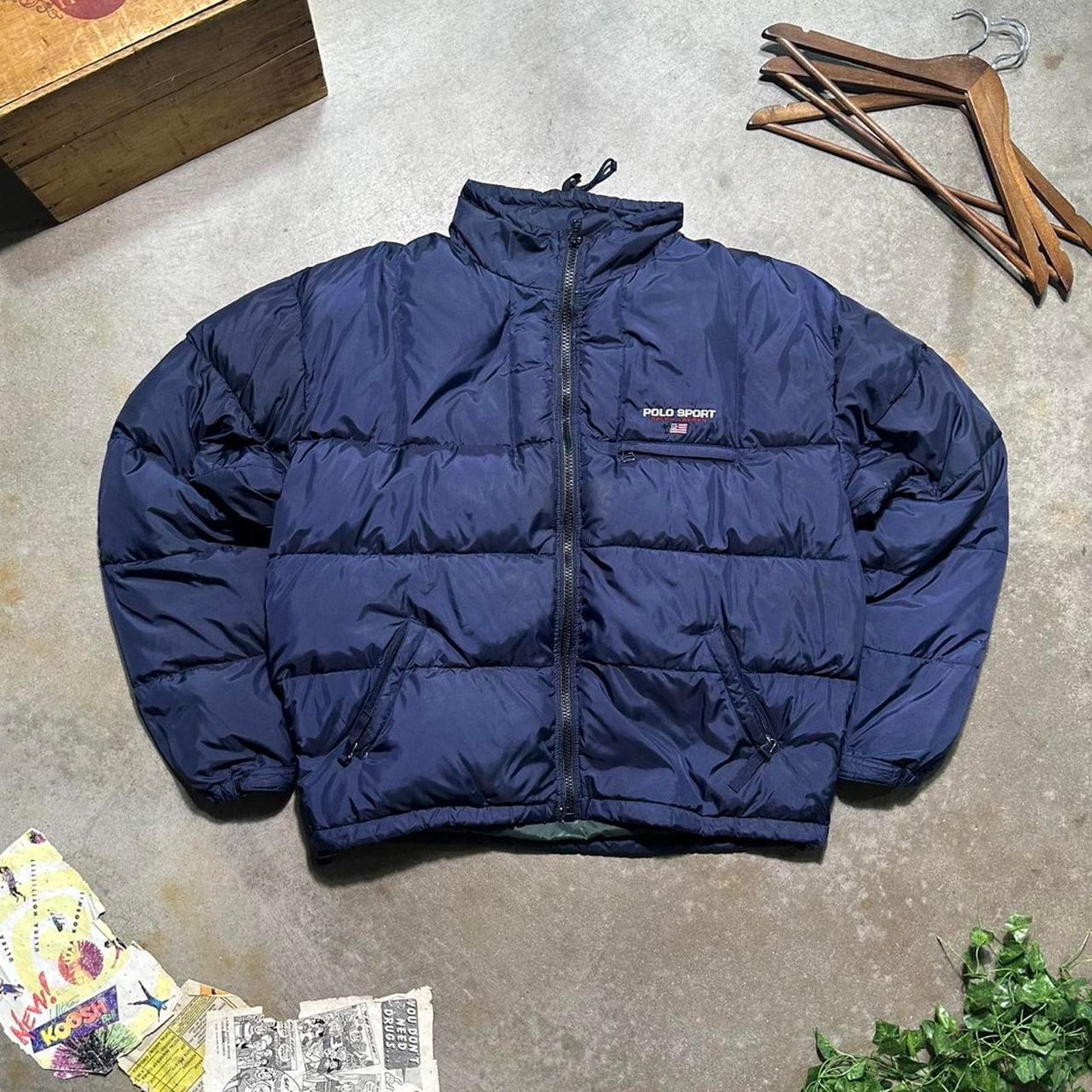 Vintage Polo Sport Ralph Lauren Puffer Jacket Blue Down Coat
