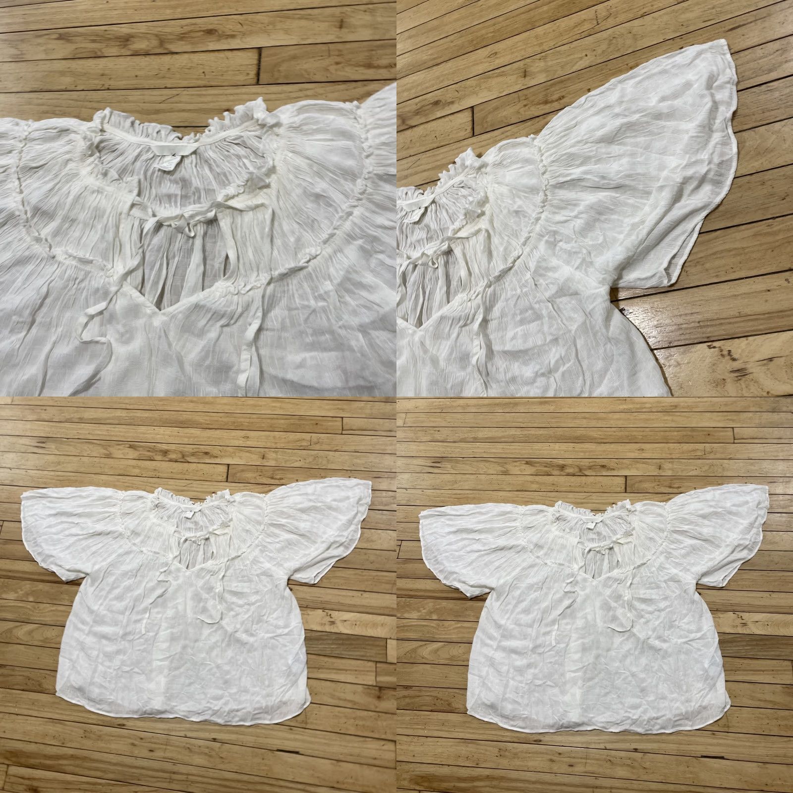 H&M H&M Top Women XS White Pirate Romantic Shirt Oversize Boho Frills Hippie Western Shirt Size XS / US 0-2 / IT 36-38 - 10 Thumbnail