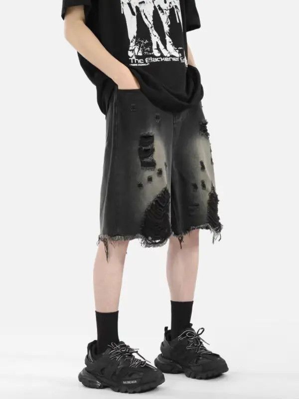 VIBE Street Hip Hop Vintage Loose Fit Denim Shorts Size US 32 / EU 48 - 5 Thumbnail