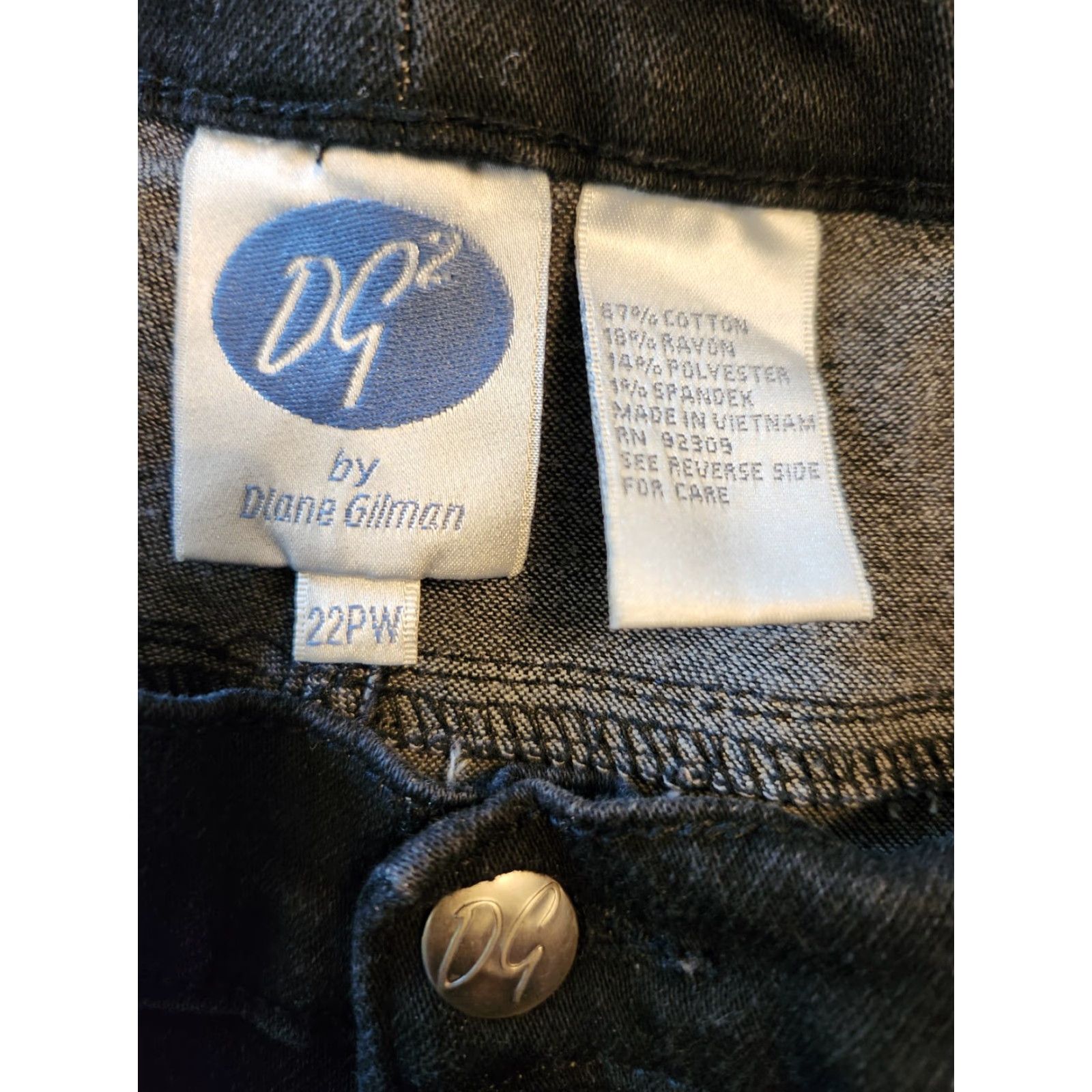 Denime VINTAGE DG2 Diane Gilman Black Stretchy Bootcut Denim Jeans 22W Petite Womens Jeans Bootcut Black 90s Size 40" / US 18 - 7 Thumbnail