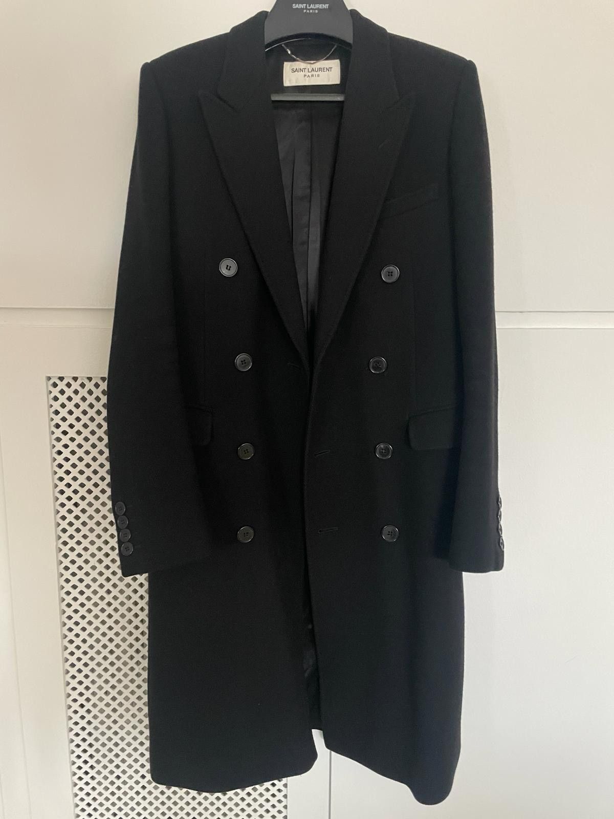 Image of Saint Laurent Paris Double Brest Coat in Black, Men's (Size Small)