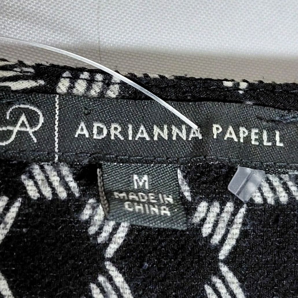 Adrianna Papell ADRIANNA PAPELL Blouse Long Sleeve Collared Button Geometric Print Black White M Womens Size M / US 6-8 / IT 42-44 - 3 Thumbnail
