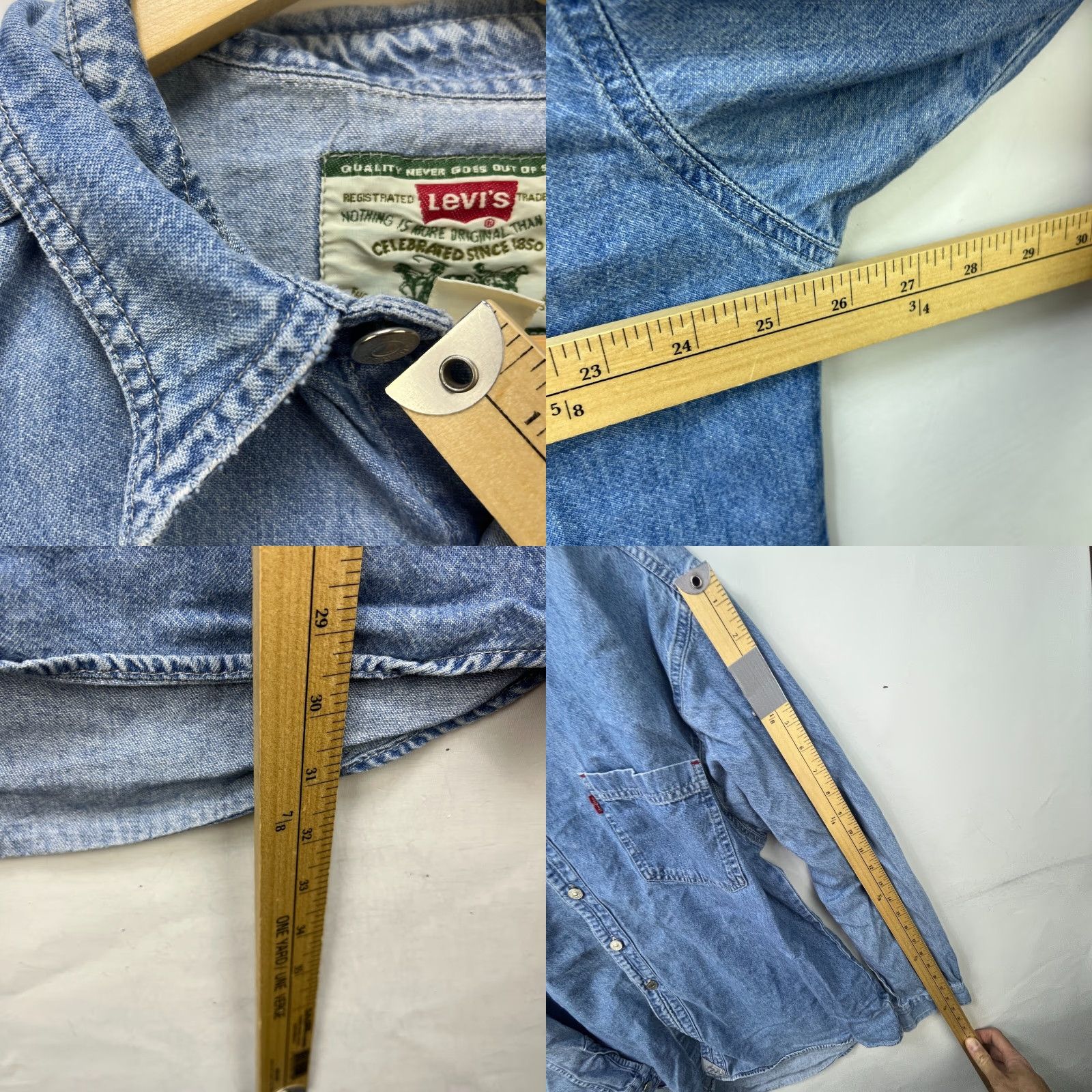 Levi's VINTAGE Levi's Denim Button-Up Long Sleeve Shirt XL 90s Blue Men Size US XL / EU 56 / 4 - 8 Thumbnail