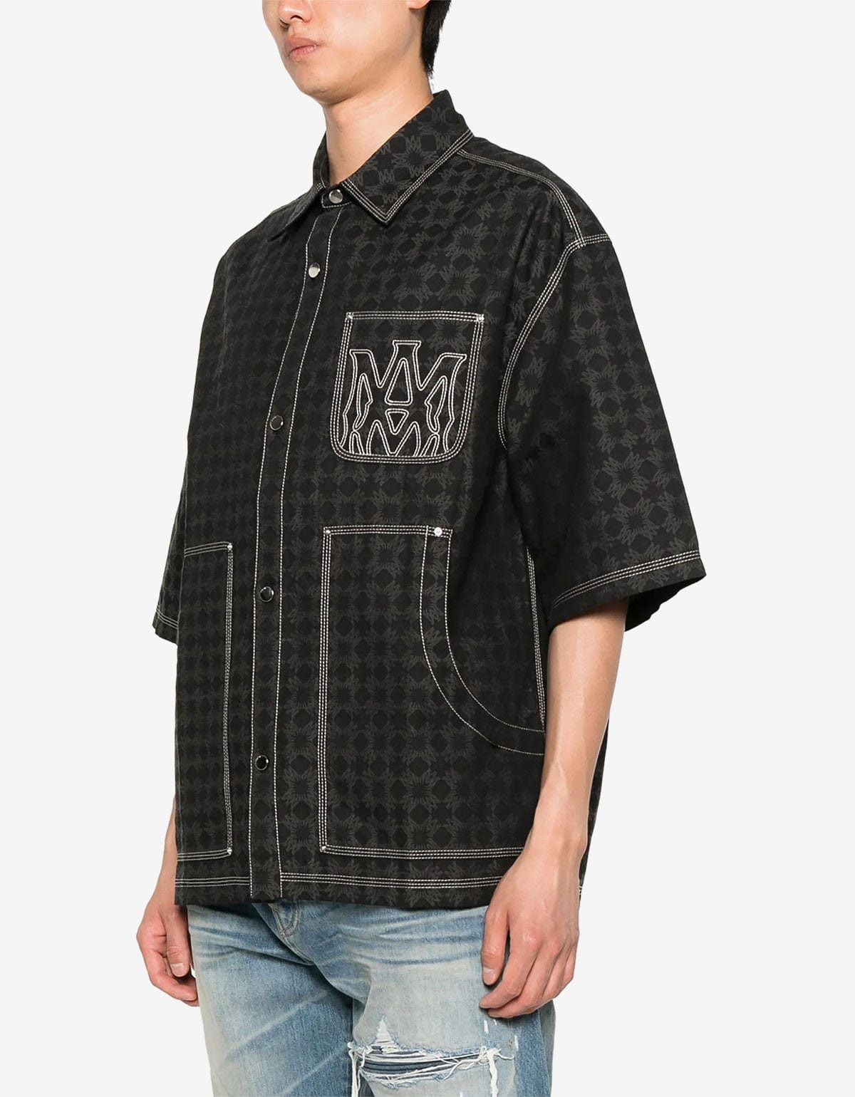 Amiri Amiri Black MA Quad Work Shirt – Jacquard Overshirt Size US S / EU 44-46 / 1 - 3 Thumbnail