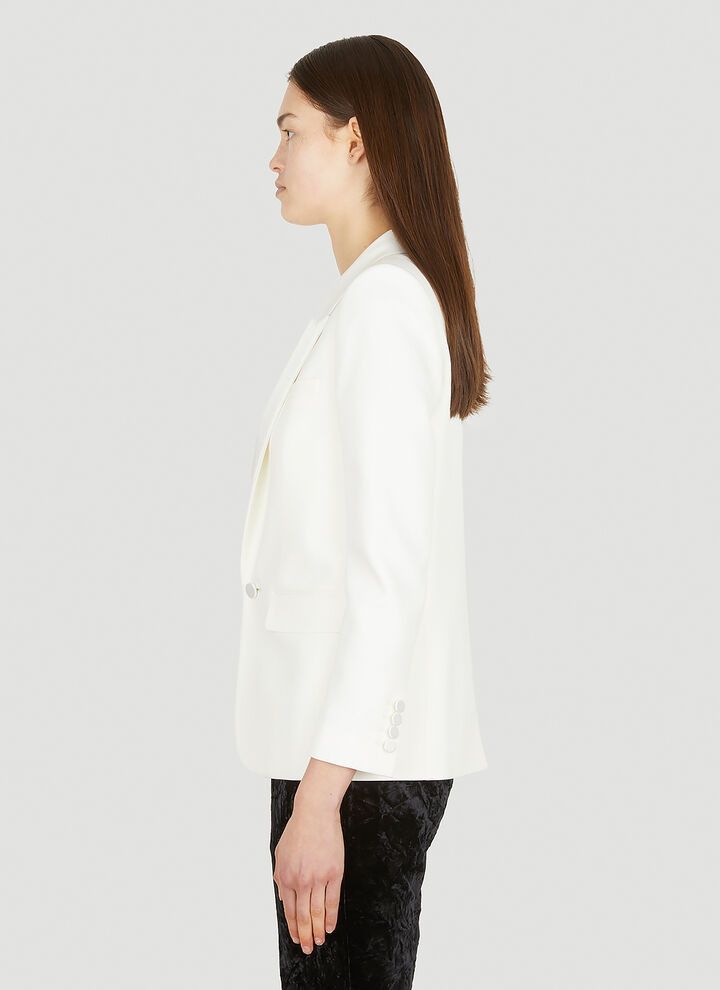 Saint Laurent Paris o1bcso1str1224 Tuxedo Jacket In Grain De Poudre in White Size XXL / US 16-18 / IT 52-54 - 3 Thumbnail
