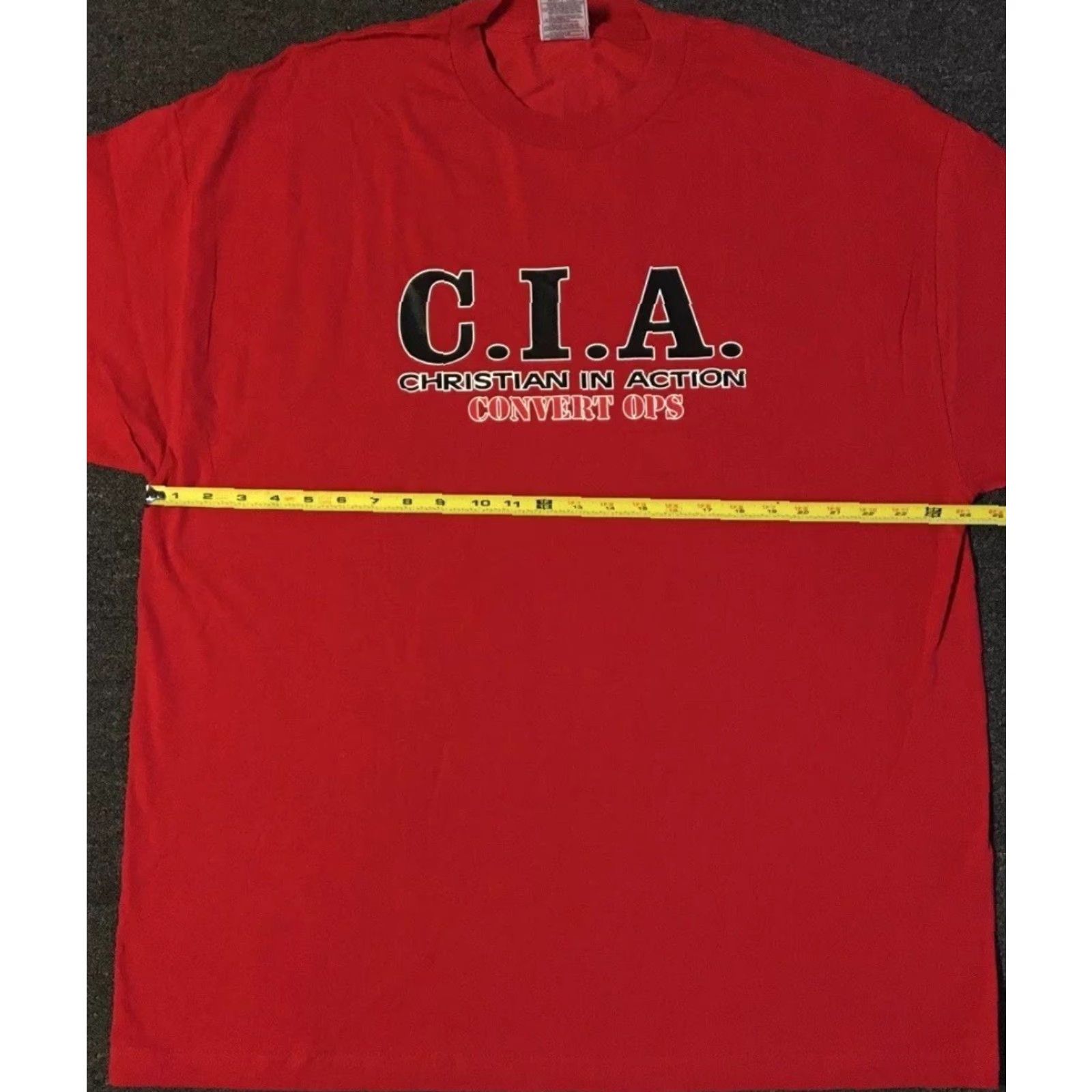 Vintage VINTAGE CIA Christian In Action Shirt XXL Red Men T-Shirt Funny Saying Grunge 90s Y2K Size US XXL / EU 58 / 5 - 6 Thumbnail