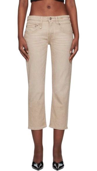R13 BOY STRAIGHT 29 Khaki Stretch Cropped Ankle Zip 87790 Size 29" - 1 Thumbnail