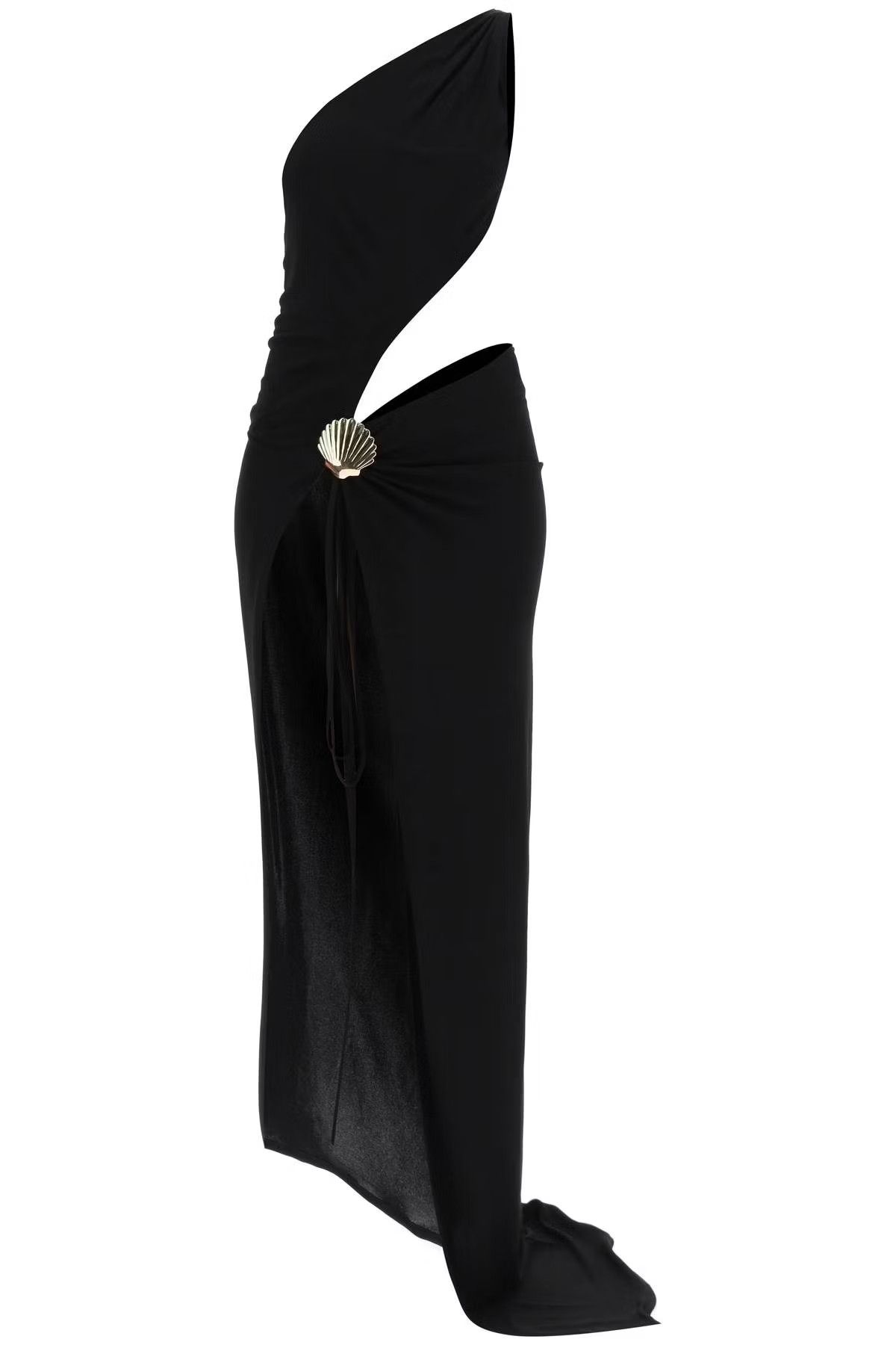 Image of Dsquared2 O1S22I1N0424 One-Shoulder Long Dress In Black, Women's (Size XS)