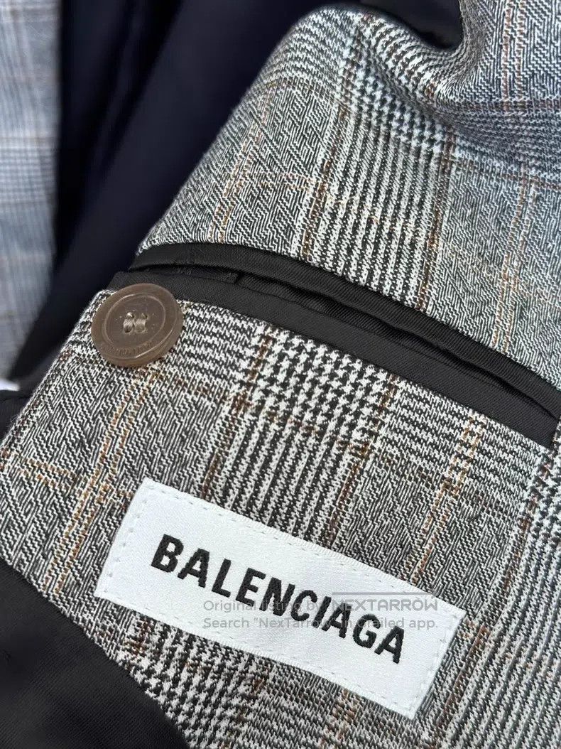 Balenciaga Balenciaga Sleeve Side Letter Logo Checkered Blazer Jacket Size 4XL / US 24-26 - 4 Thumbnail