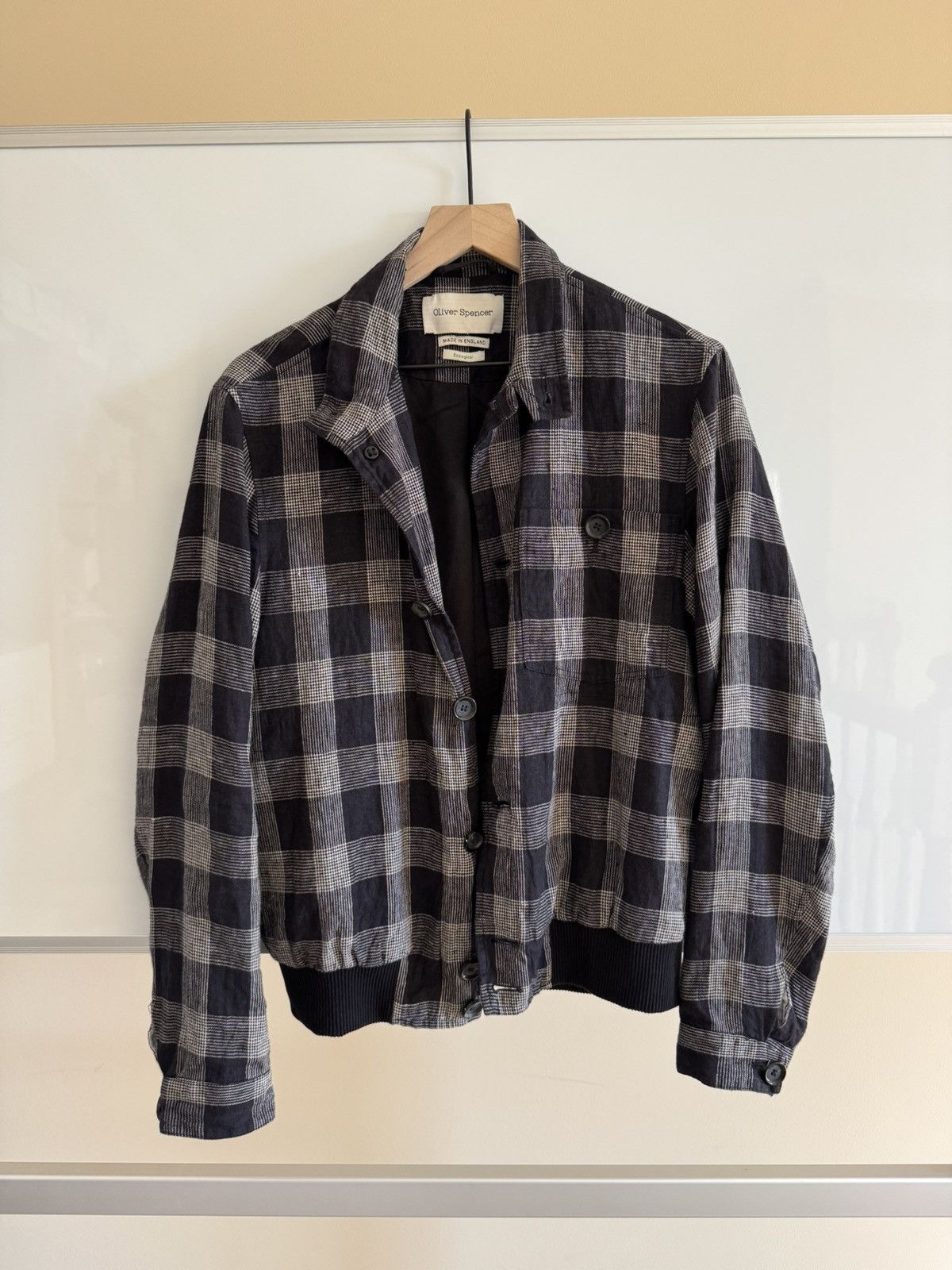 Oliver Spencer Oliver Spencer Ryde Checked Linen Bomber Jacket Size US XS / EU 42 / 0 - 3 Thumbnail