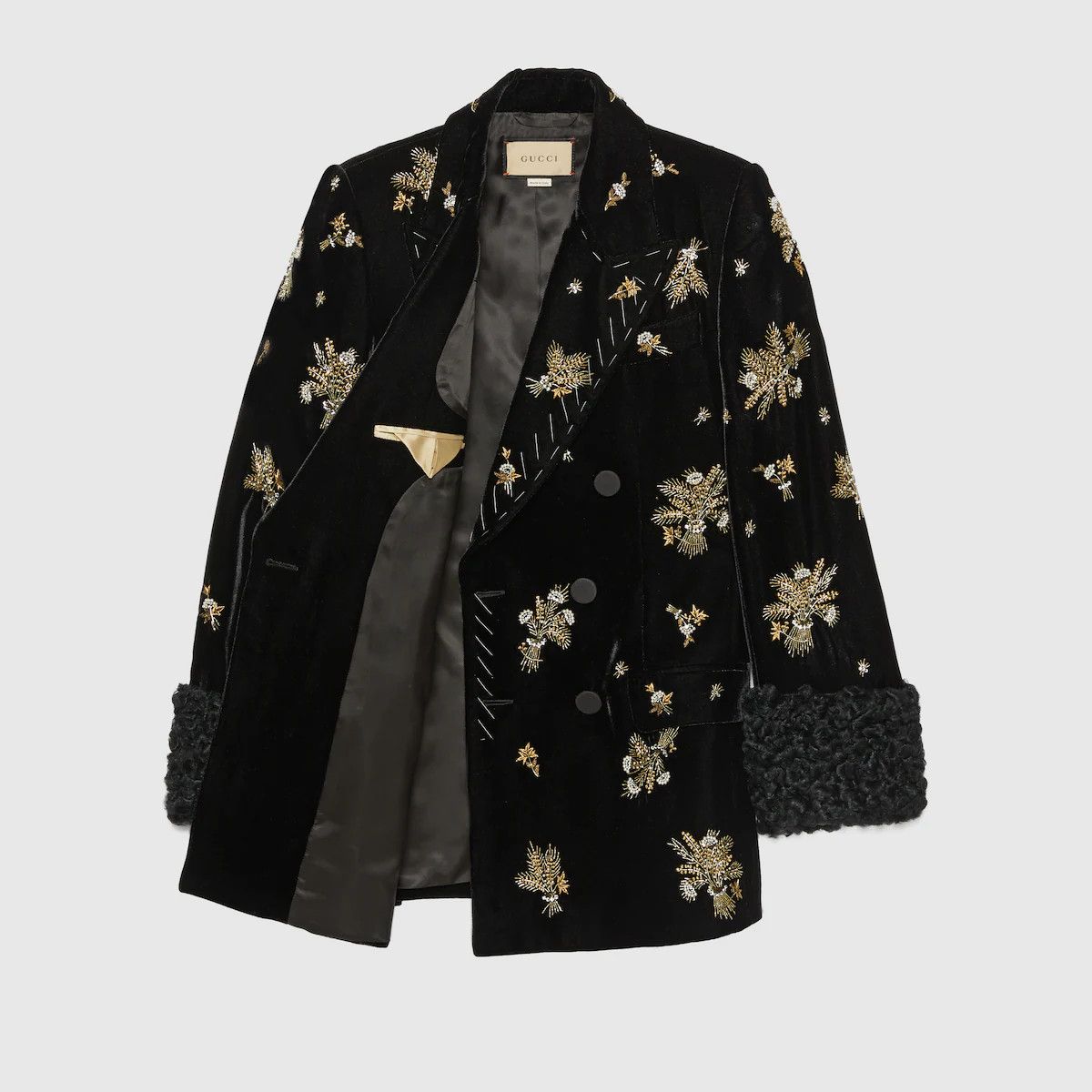Gucci o1s1wg110225 Embroidered Velvet Jacket in Black Size US XL / EU 56 / 4 - 4 Thumbnail
