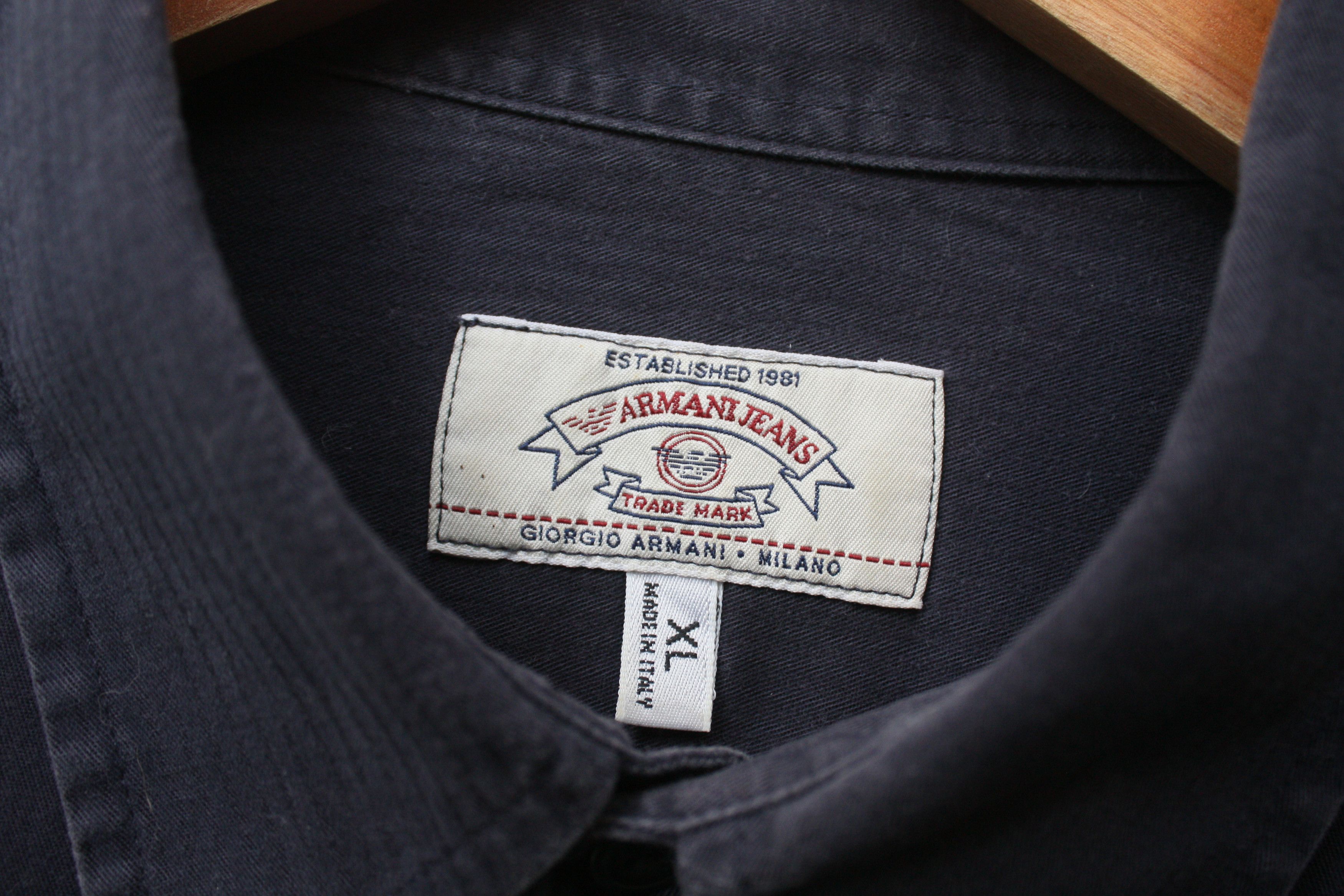 Armani Jeans Vintage Navy Shirt Men's XL Made In Italy