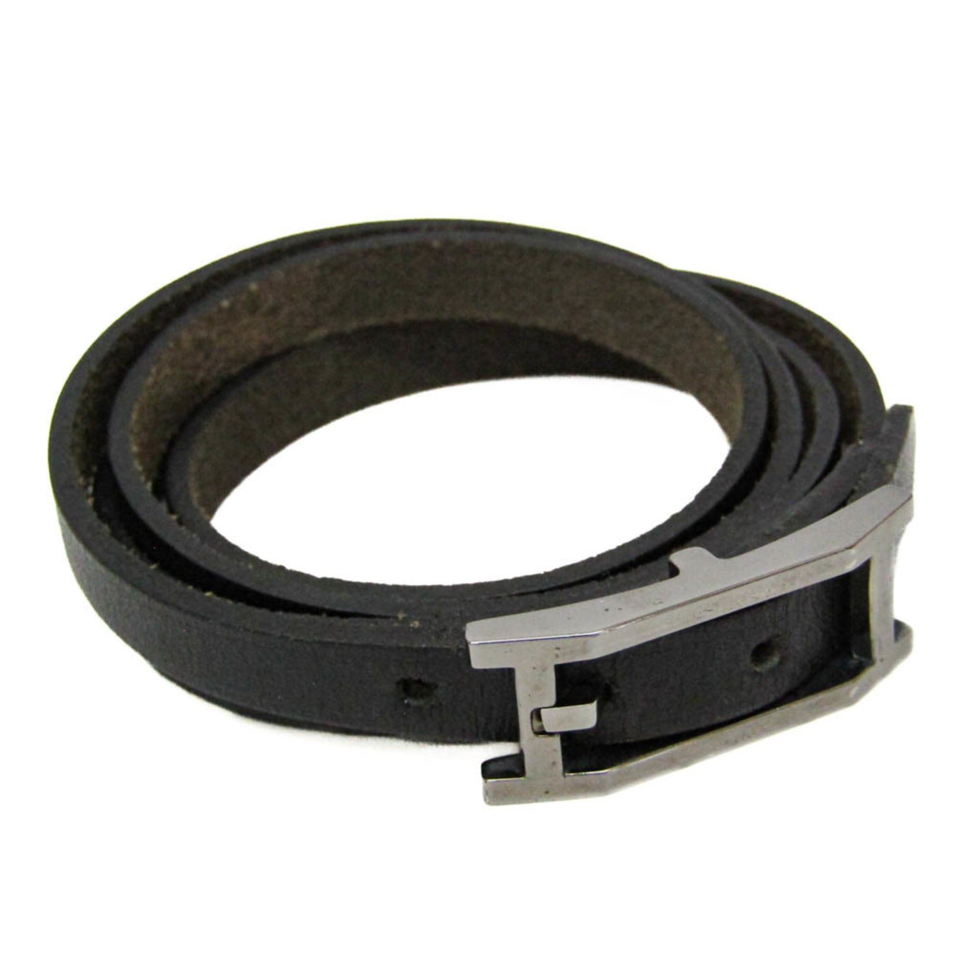 Hermes Hermes Hapi III Choker Leather,Metal Bangle Silver,Black Size ONE SIZE - 1 Thumbnail