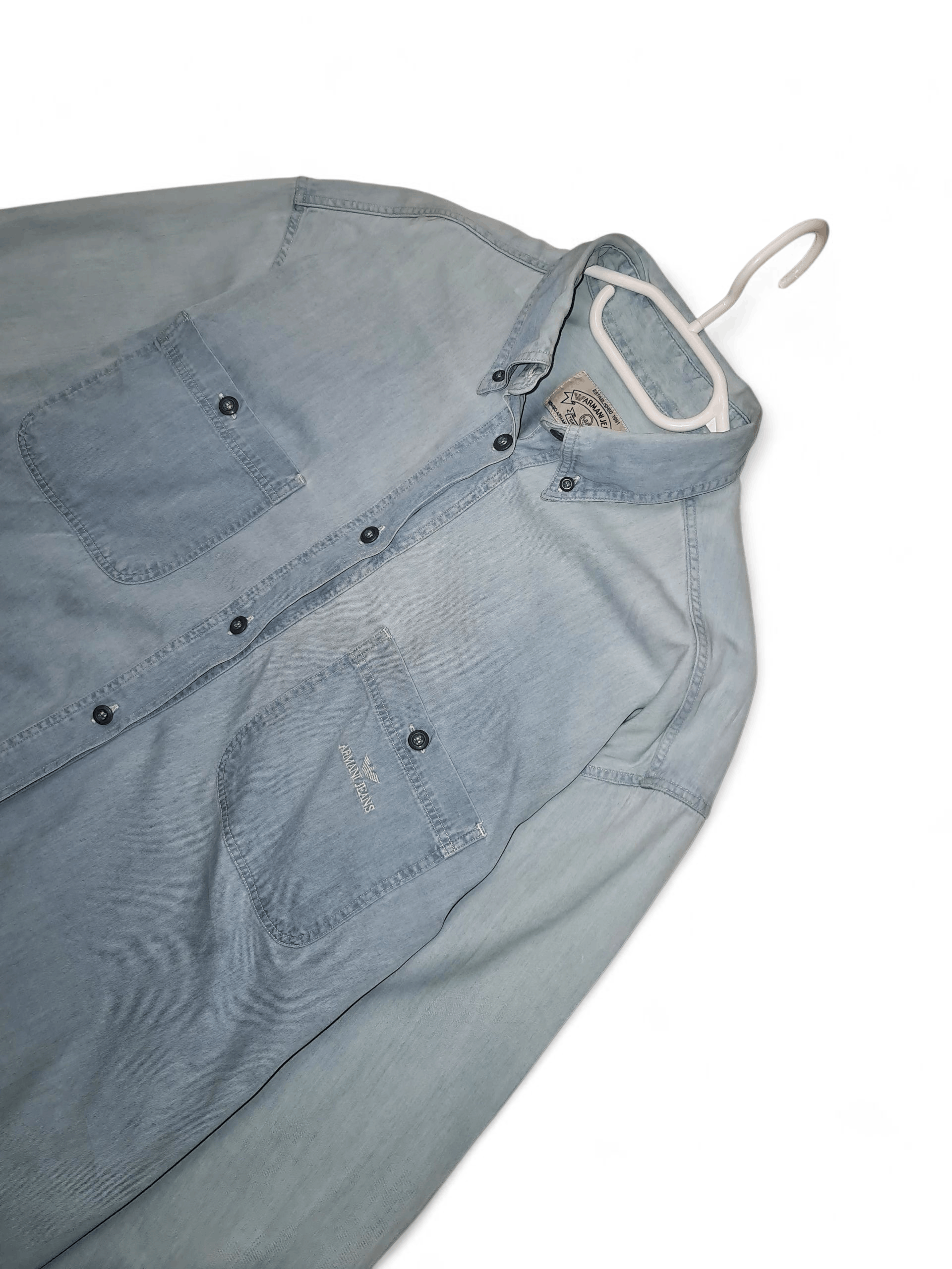 Armani Armani 90s Vintage Y2K Blue Shirt tee Size US L / EU 52-54 / 3 - 3 Thumbnail