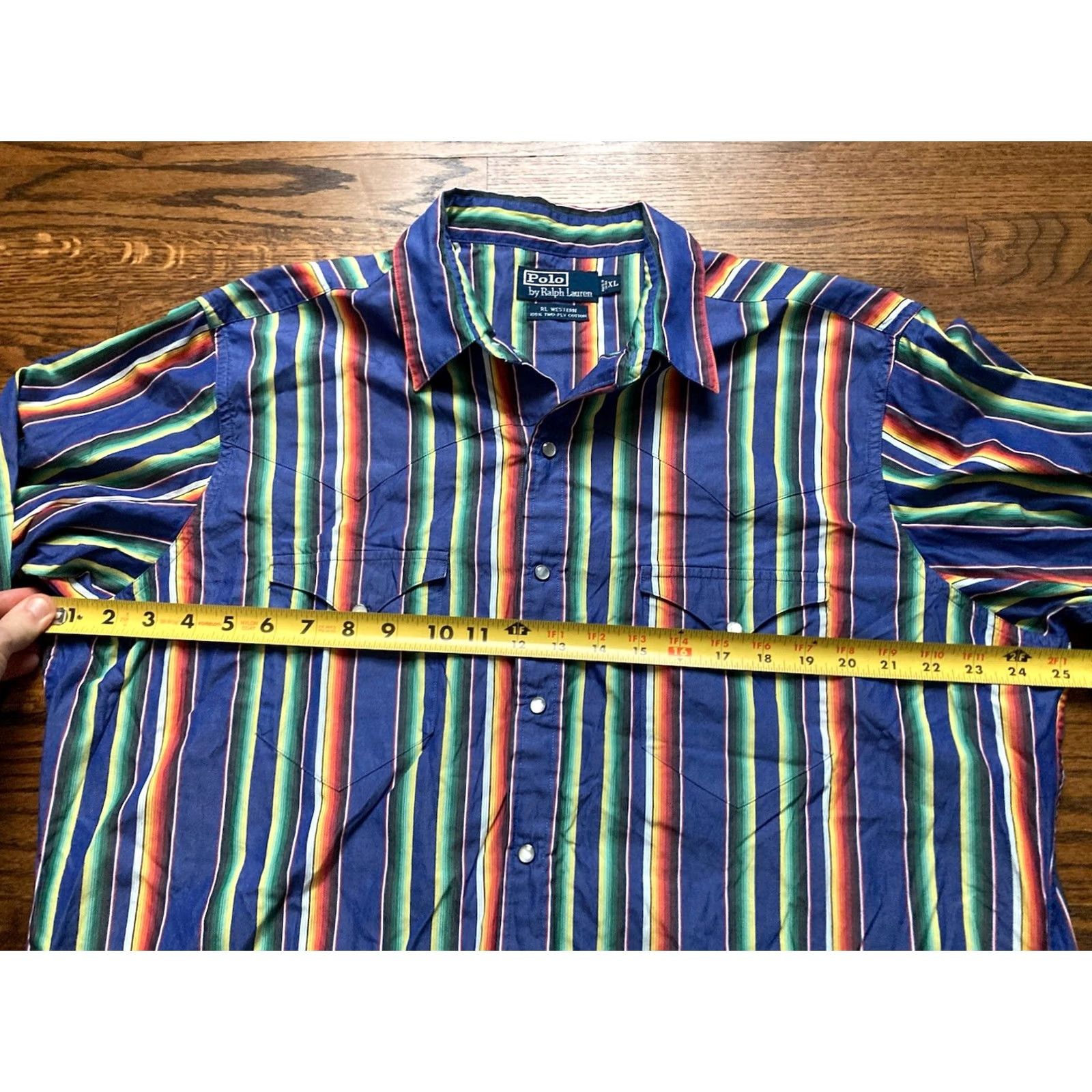 Polo Ralph Lauren Polo Ralph Lauren Western Shirt XL Multicolor Striped Pearl Snap Long Sleeve Button-Up Mens Size US XL / EU 56 / 4 - 6 Thumbnail
