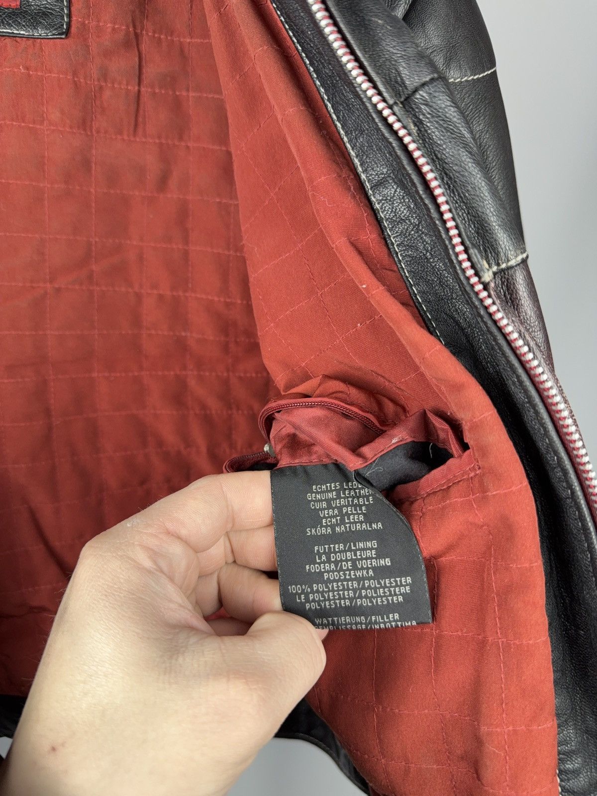 Mustang 00s Mustang Faded Leather Biker Jacket Vintage Racing Moto Size M / US 6-8 / IT 42-44 - 10 Thumbnail