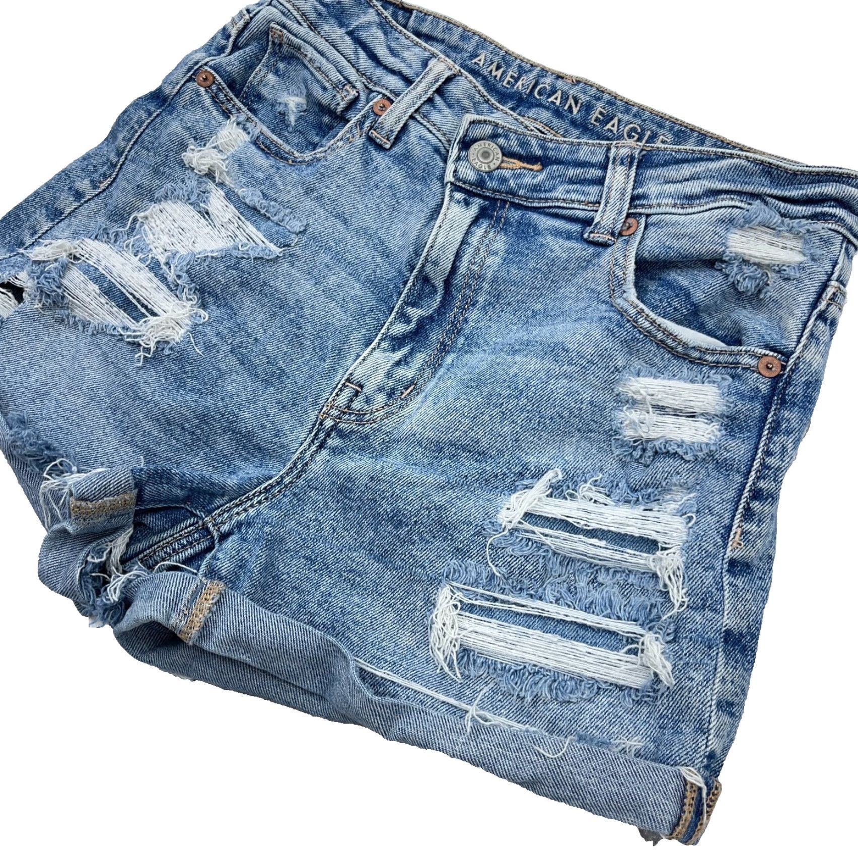 American Eagle Outfitters VINTAGE American Eagle Outfitters Shorts Women 2 Cut Off Baggy Mom Med Wash Faded Holes Jorts Size 26" / US 2 / IT 38 - 3 Thumbnail