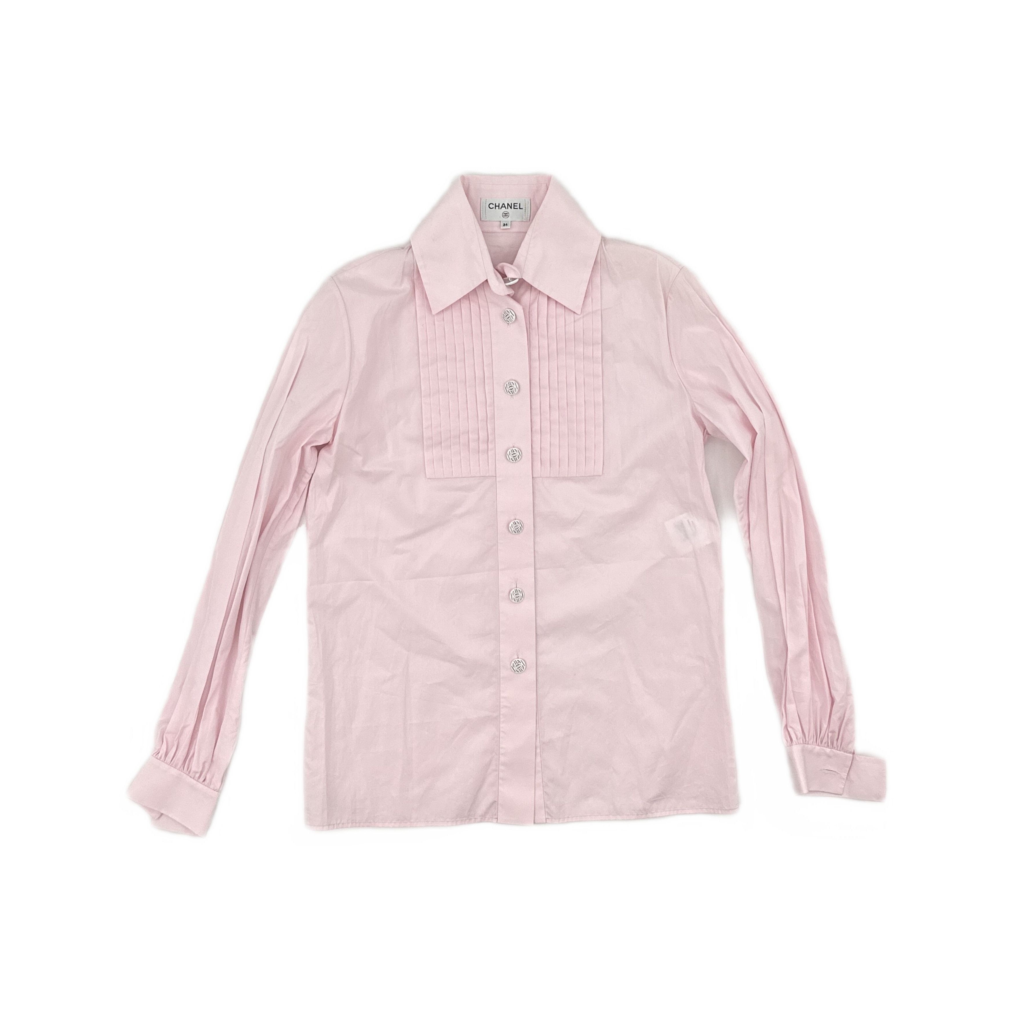 Chanel Chanel Pink Pleated Button Up Shirt Size 34 Size XS / US 0-2 / IT 36-38 - 1 Thumbnail