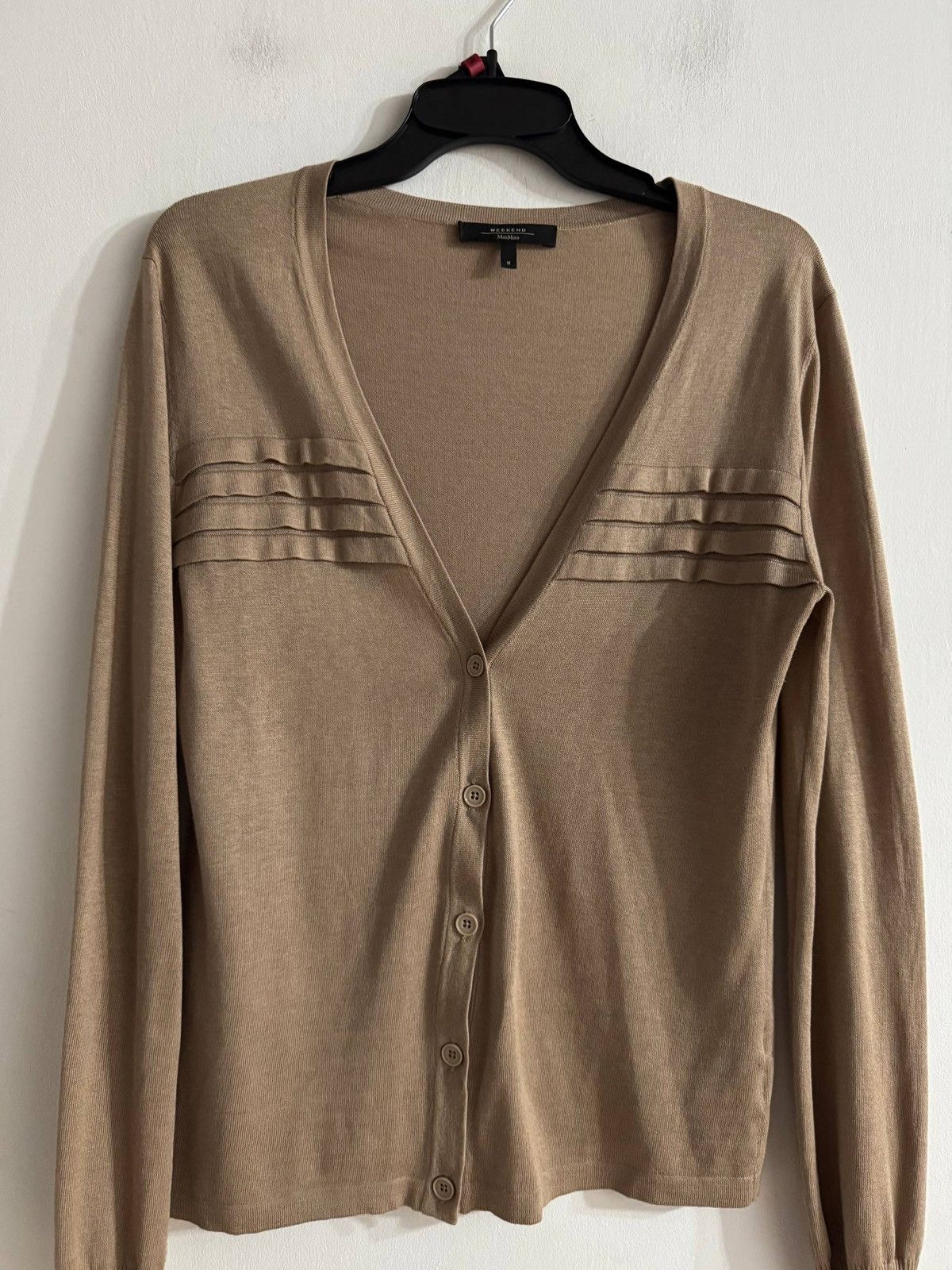 Weekend Max Mara Weekend Max Mara Silk Blend Cardigan Beige Tan Size M Size M / US 6-8 / IT 42-44 - 4 Thumbnail