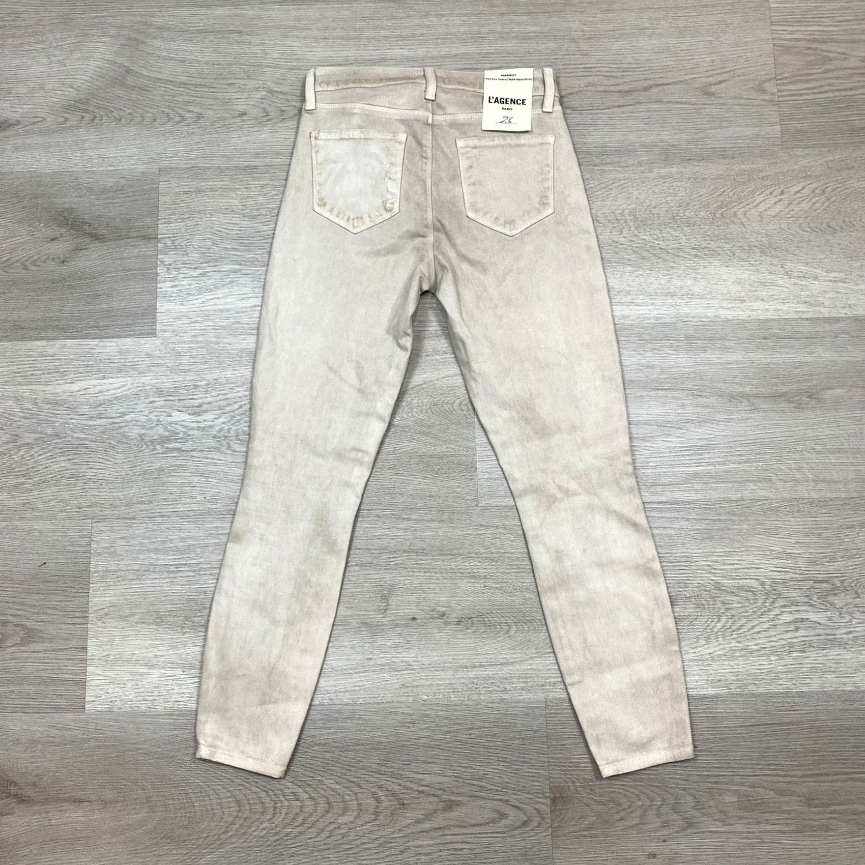 L'AGENCE L'Agence Margot Skinny Jeans Biscuit Gold Glitter Coated Womens 26 Size 26" / US 2 / IT 38 - 3 Thumbnail