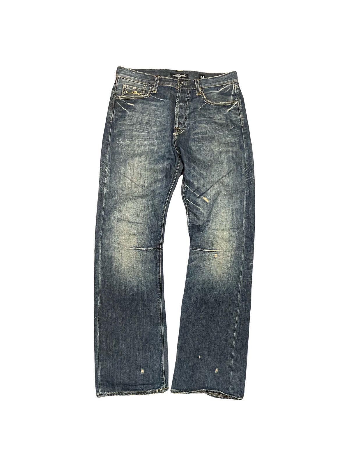 Ed Hardy × Vintage Y2K 2009 Ed Hardy Embroidered Tiger Baggy Flared Denim Size US 32 / EU 48 - 3 Thumbnail