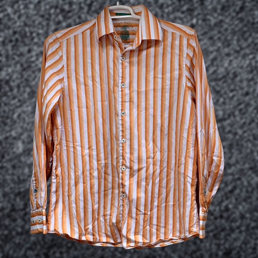 Tommy Bahama Tommy Bahama Mens Button Up Long Sleeve Shirt Orange Striped Cotton M Size US M / EU 48-50 / 2 - 1 Thumbnail