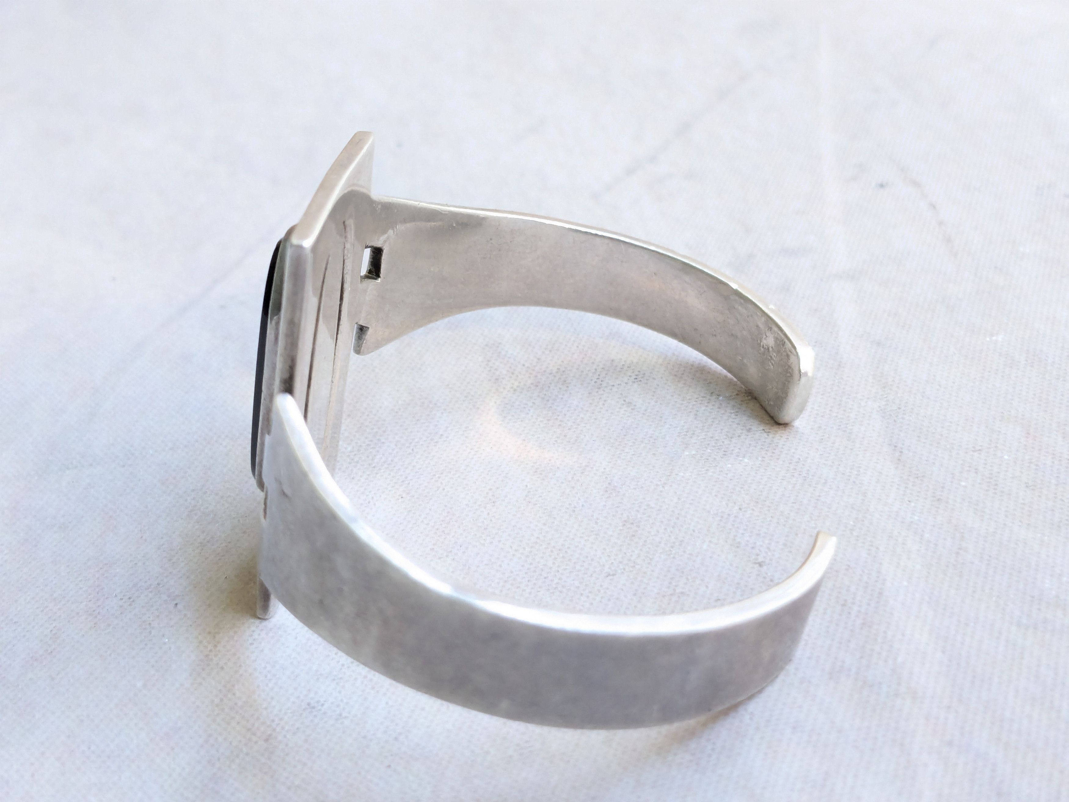 Jewelry Vintage Sterling Silver Bracelet Taxco Black Onyx Mexico Size ONE SIZE - 7 Thumbnail