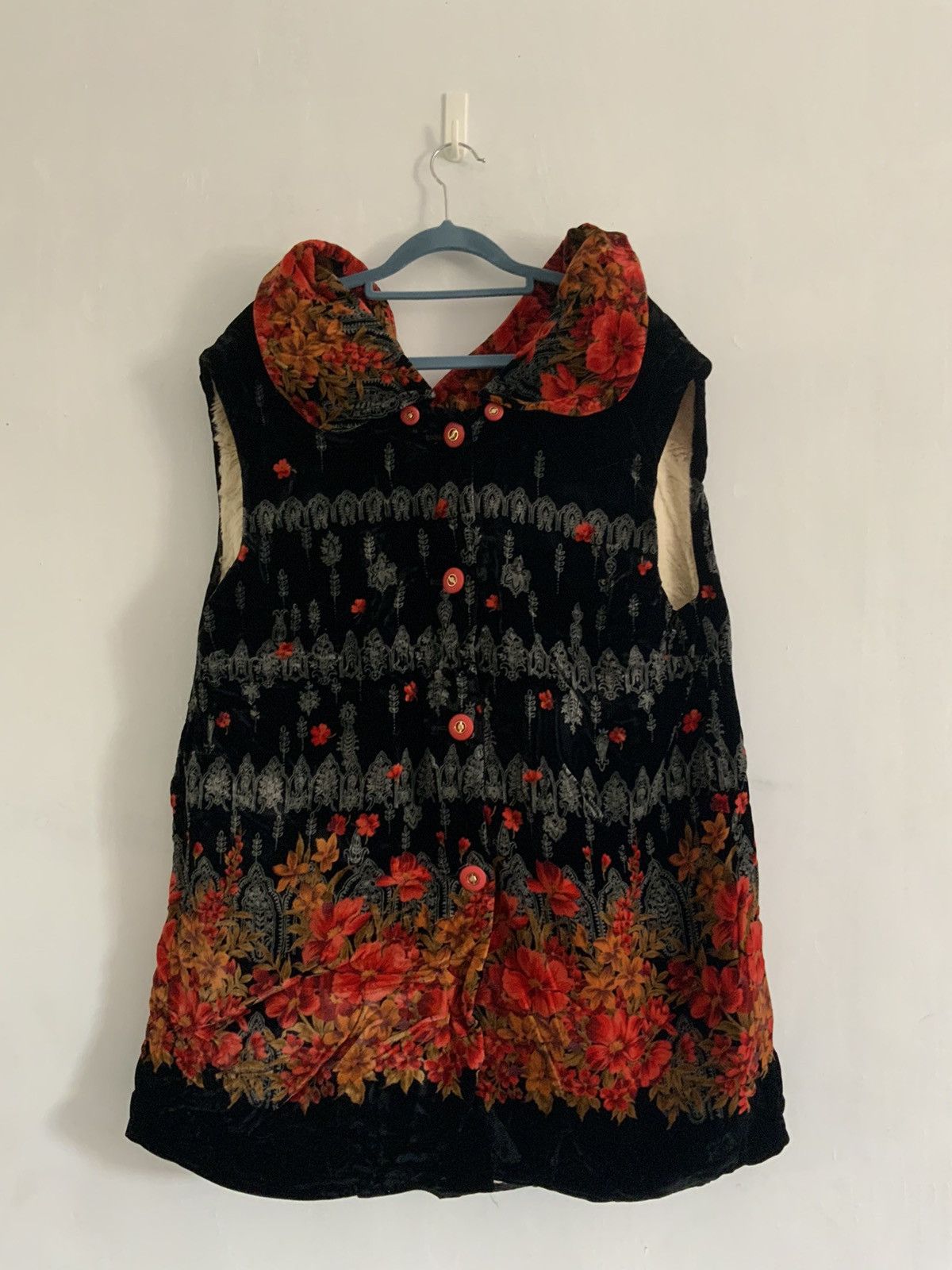If Six Was Nine Velvet Mohair Fur Flower Art Long Vest Size US L / EU 52-54 / 3 - 1 Thumbnail
